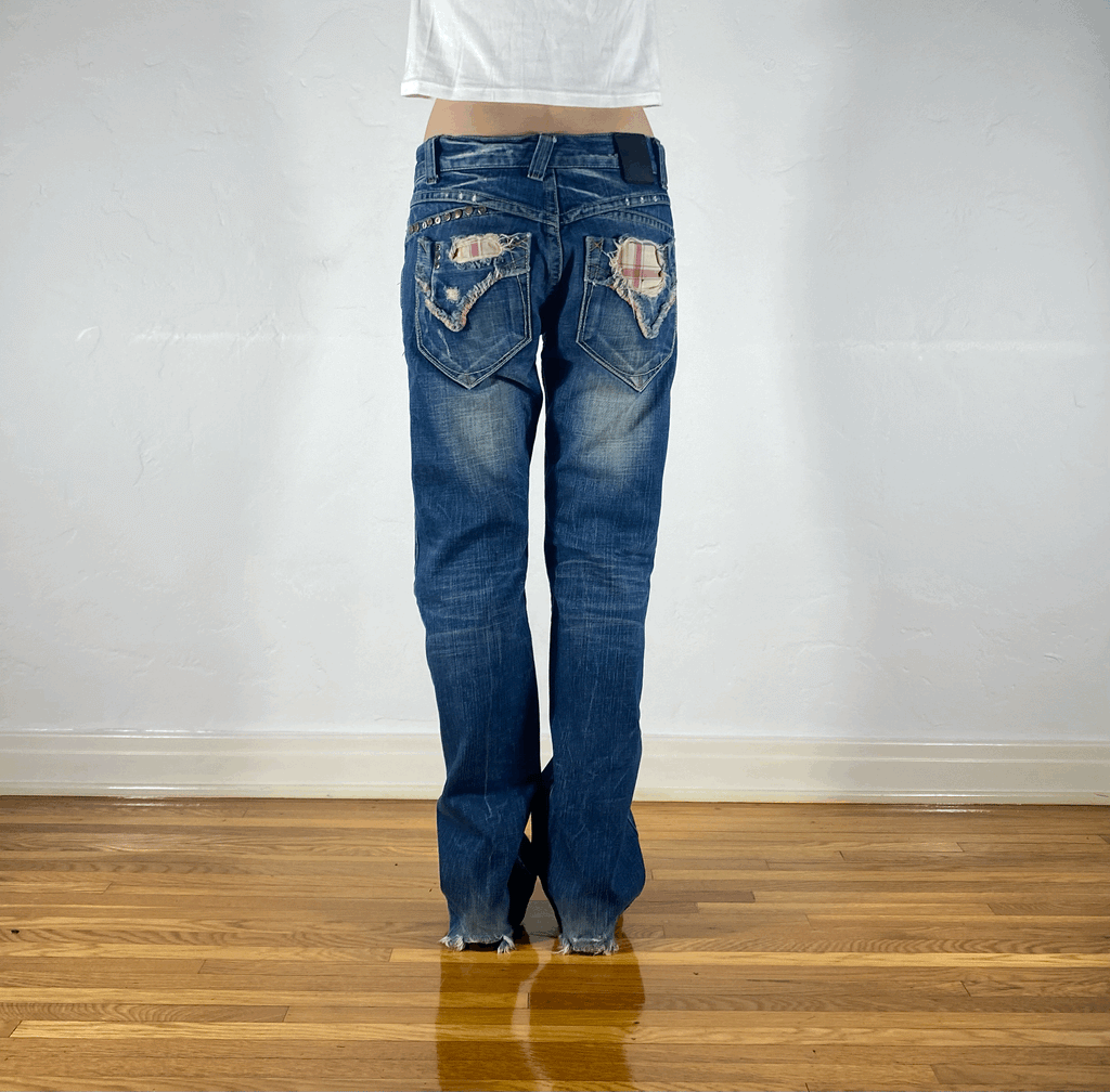 Studio RP Plaid Distressed Jeans, S