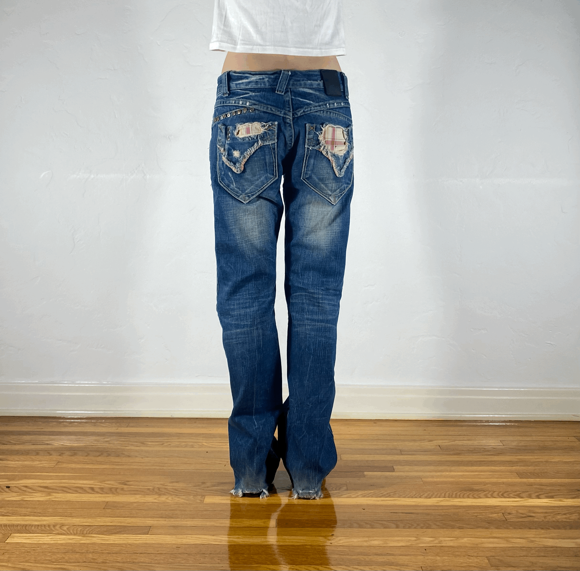 Studio RP Plaid Distressed Jeans, S
