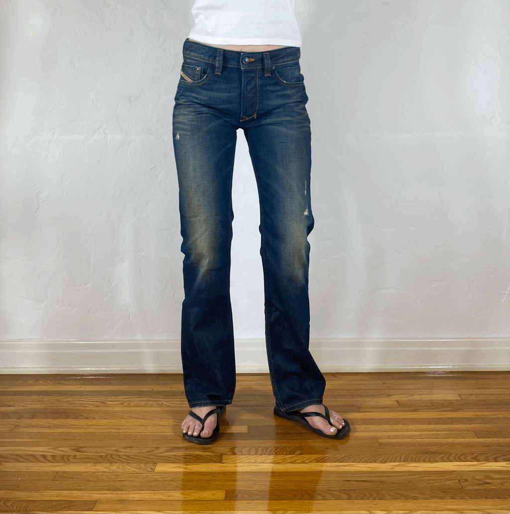 Diesel Relaxed Greenish Ombre Wash Jeans, S