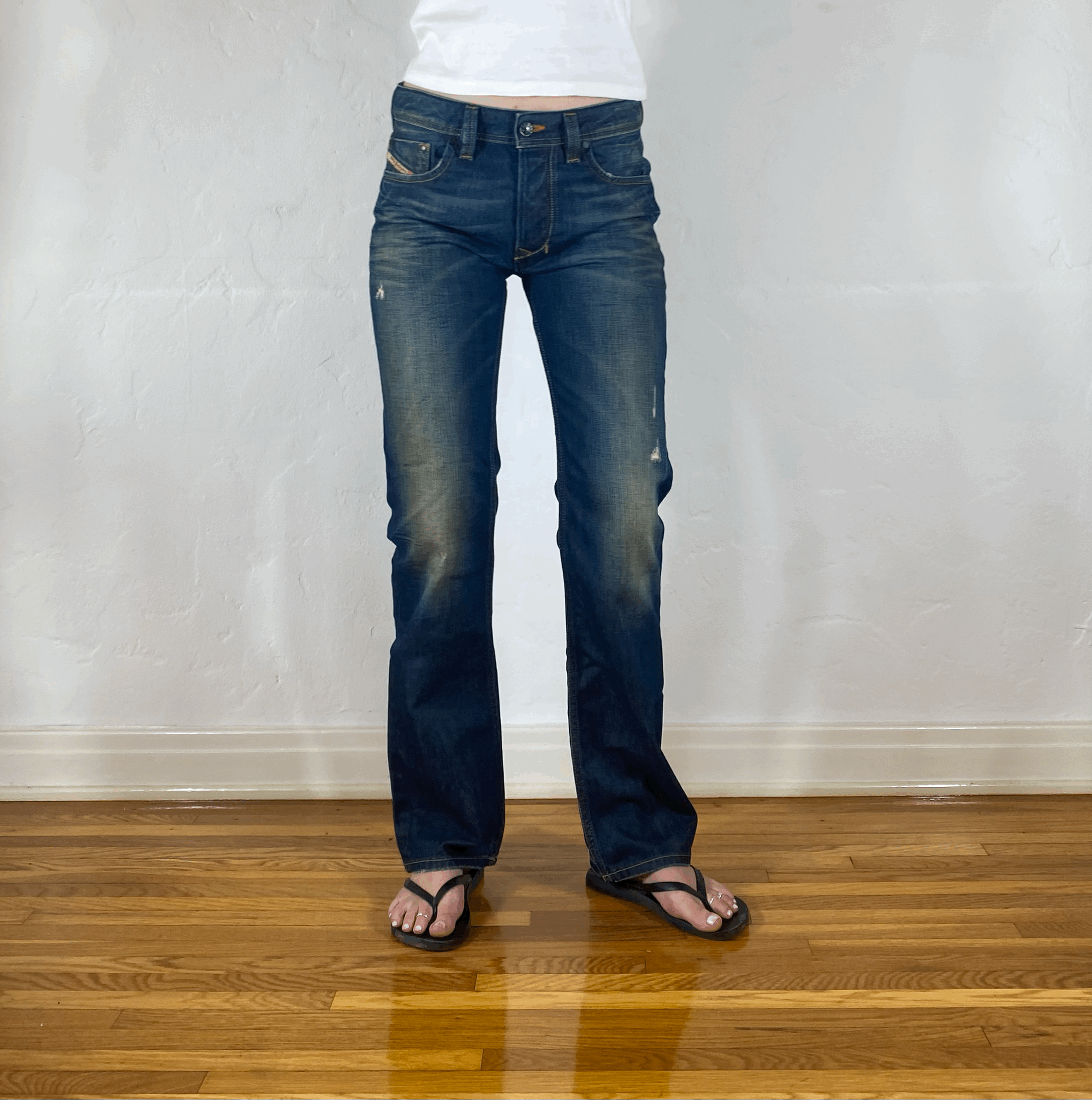 Diesel Relaxed Greenish Ombre Wash Jeans, S