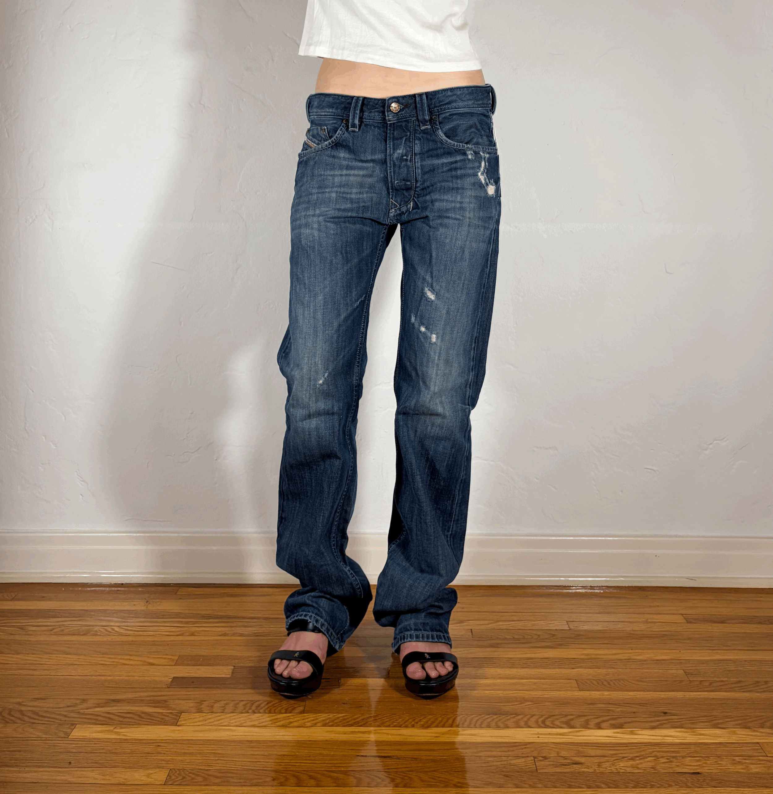 Diesel Relaxed Blue Distressed Jeans, S/M