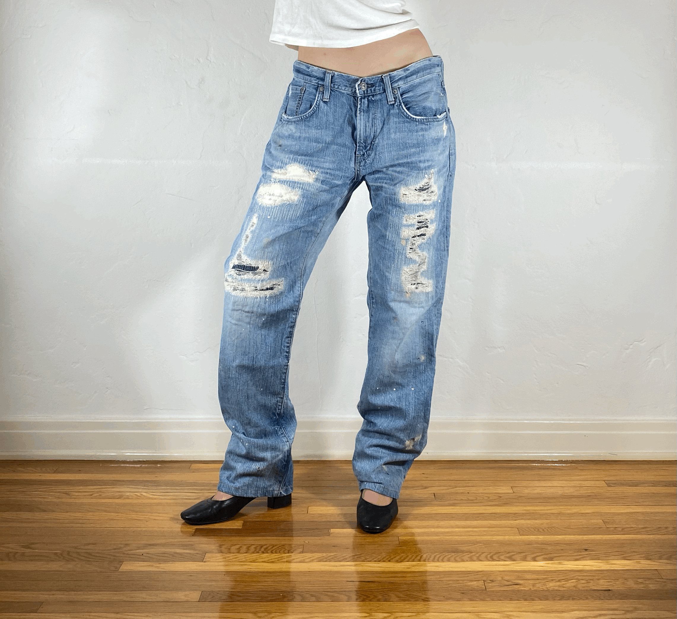 Edwin Repaired Distressed Jeans, L
