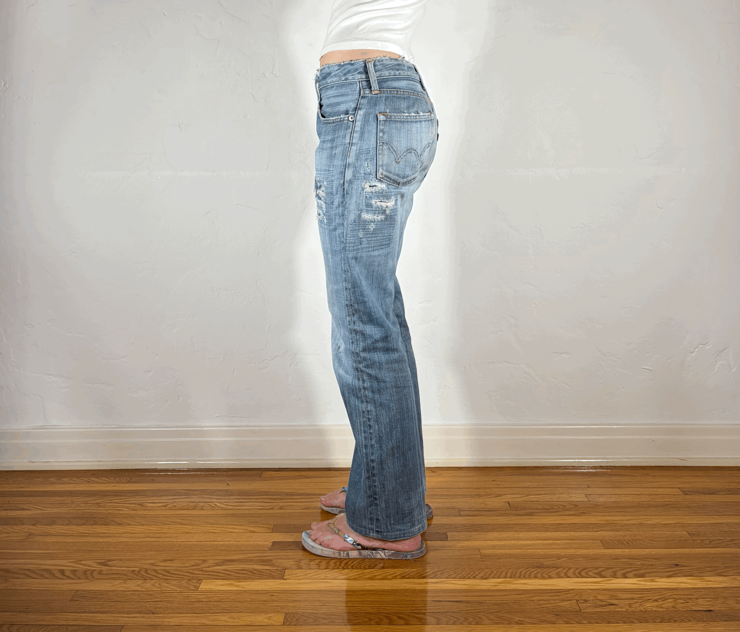 Edwin Soft Ripped and Repaired Distressed Jeans, S