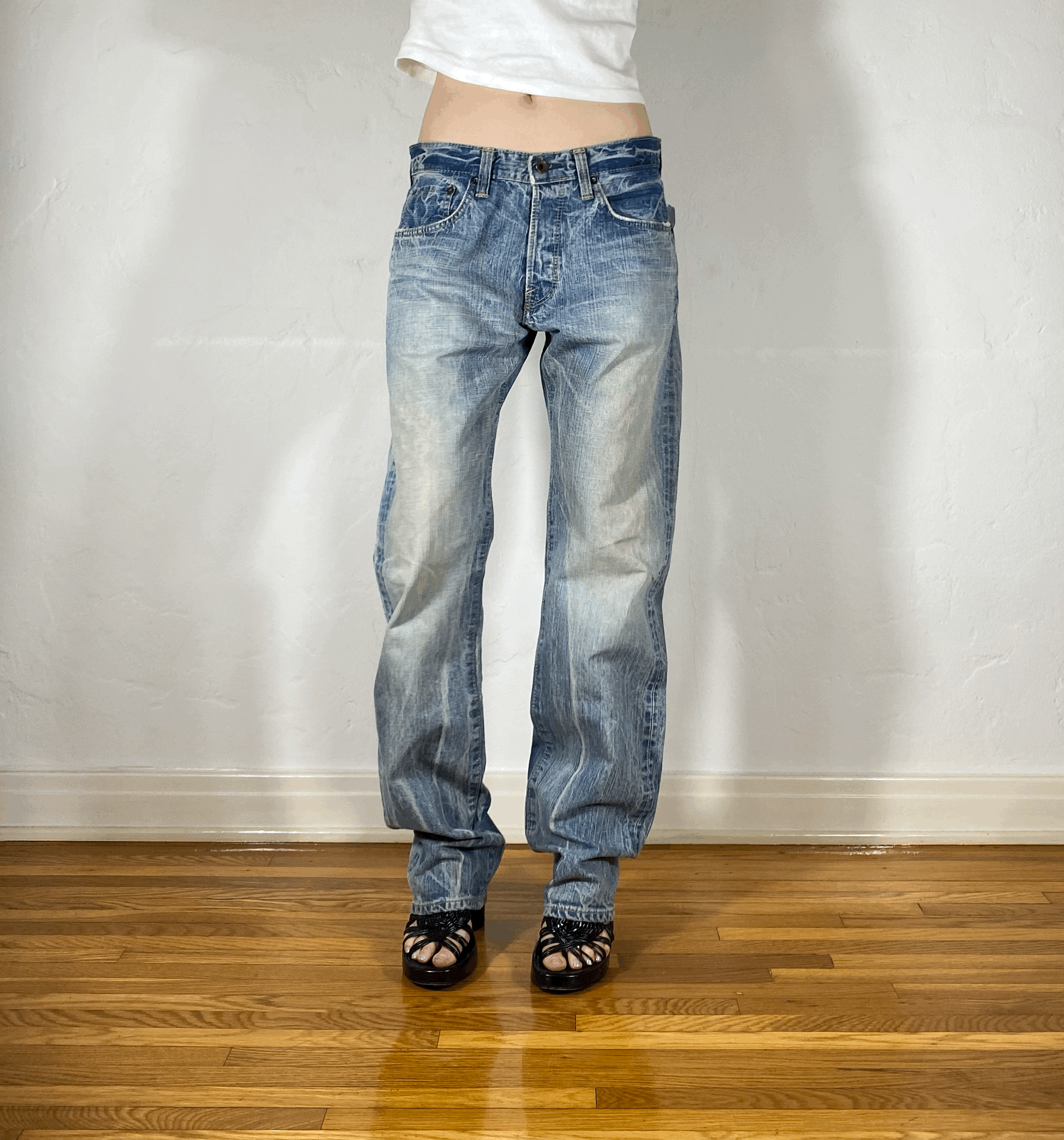 Edwin Unique Streaky Blue Baggy Jeans, L