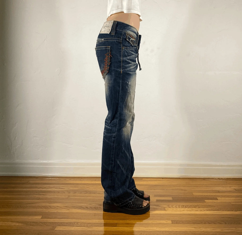 Lolita Red Stitched Jeans, S/M