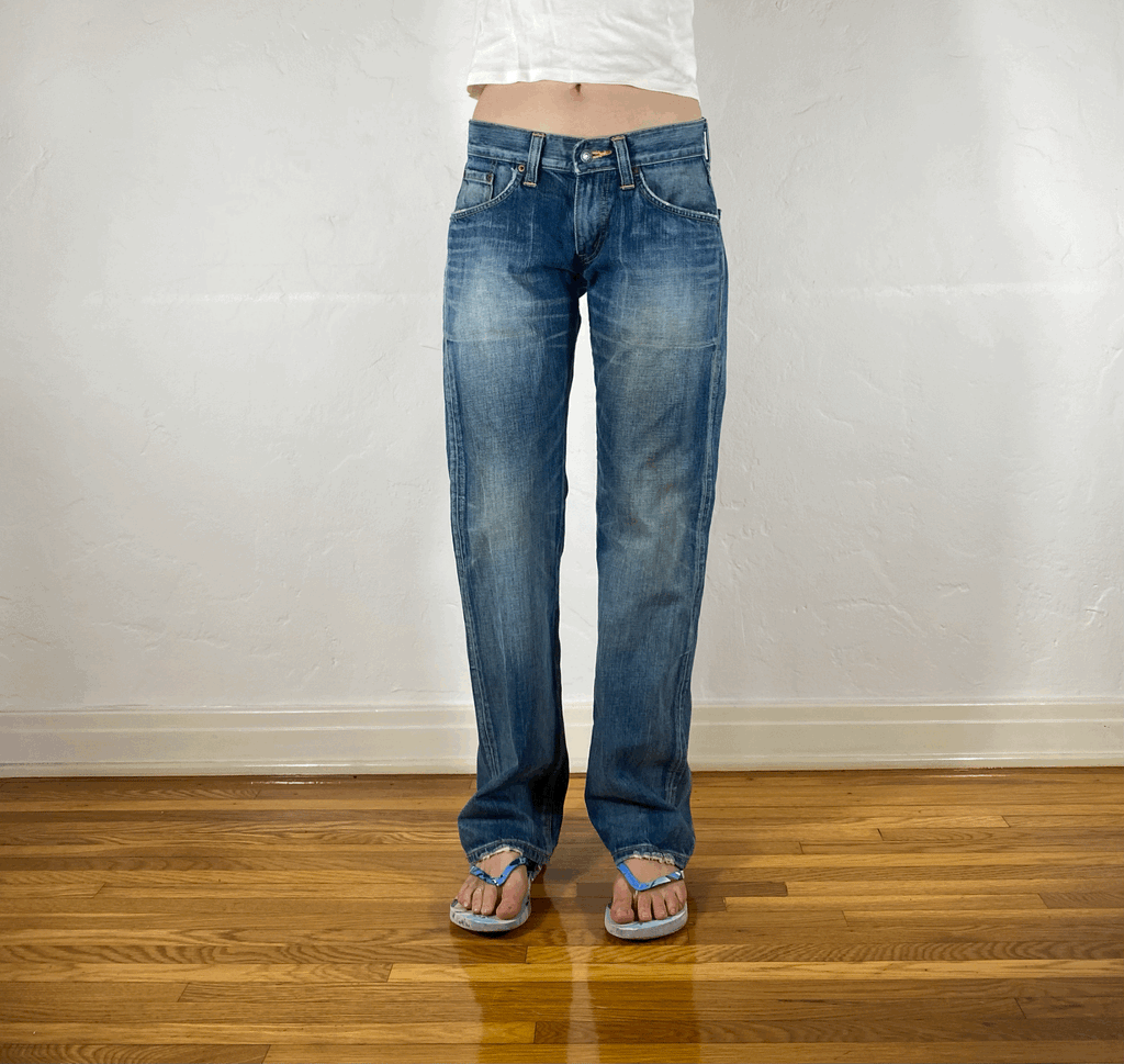 Aqua Blue Straight Jeans, S