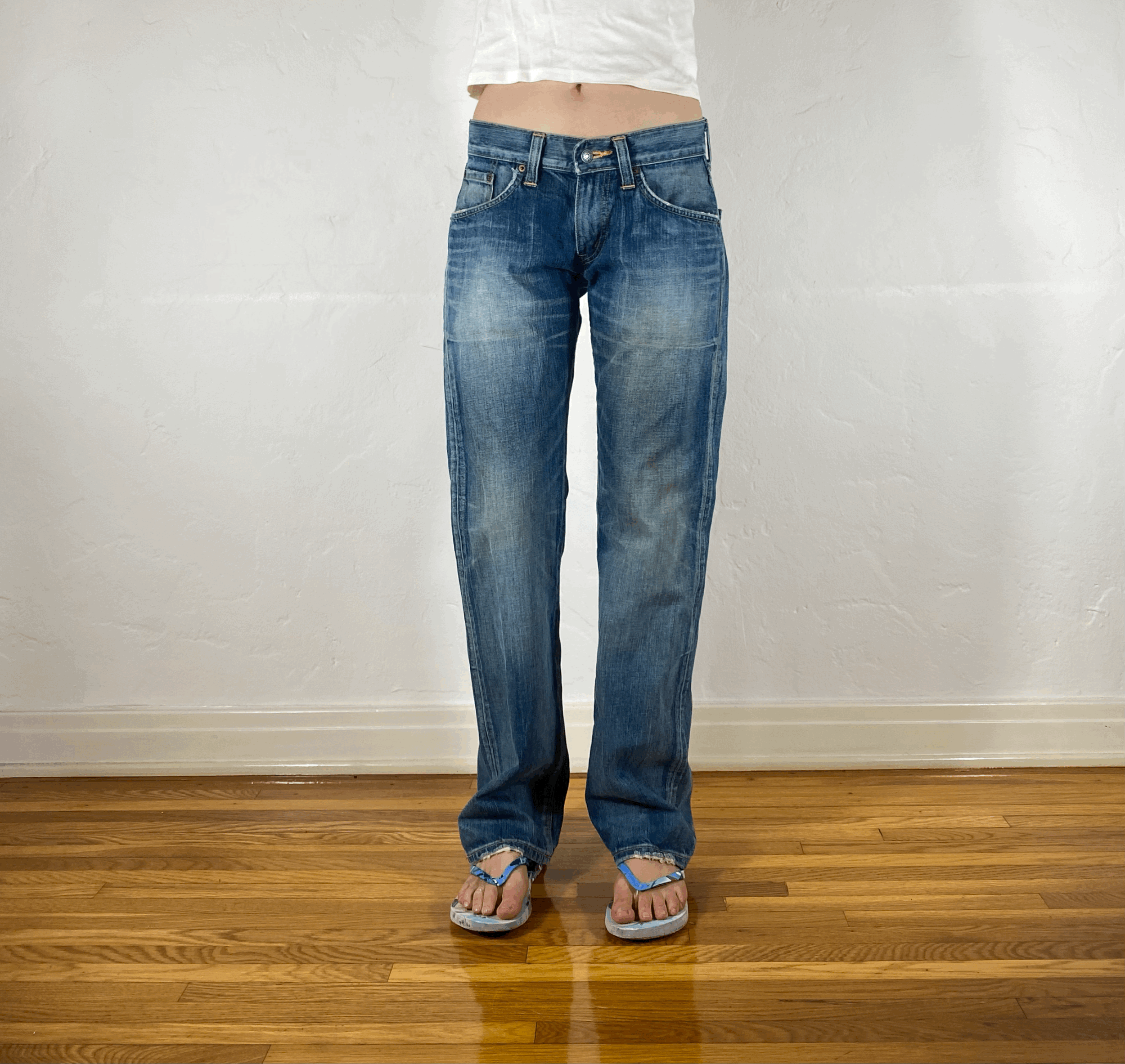 Aqua Blue Straight Jeans, S