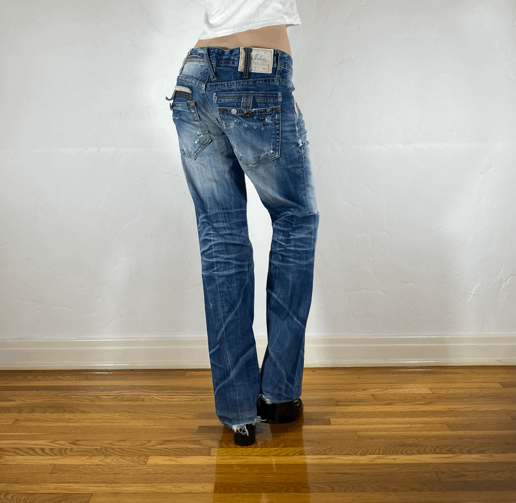 Lolita White Leather Accent Jeans, S/M