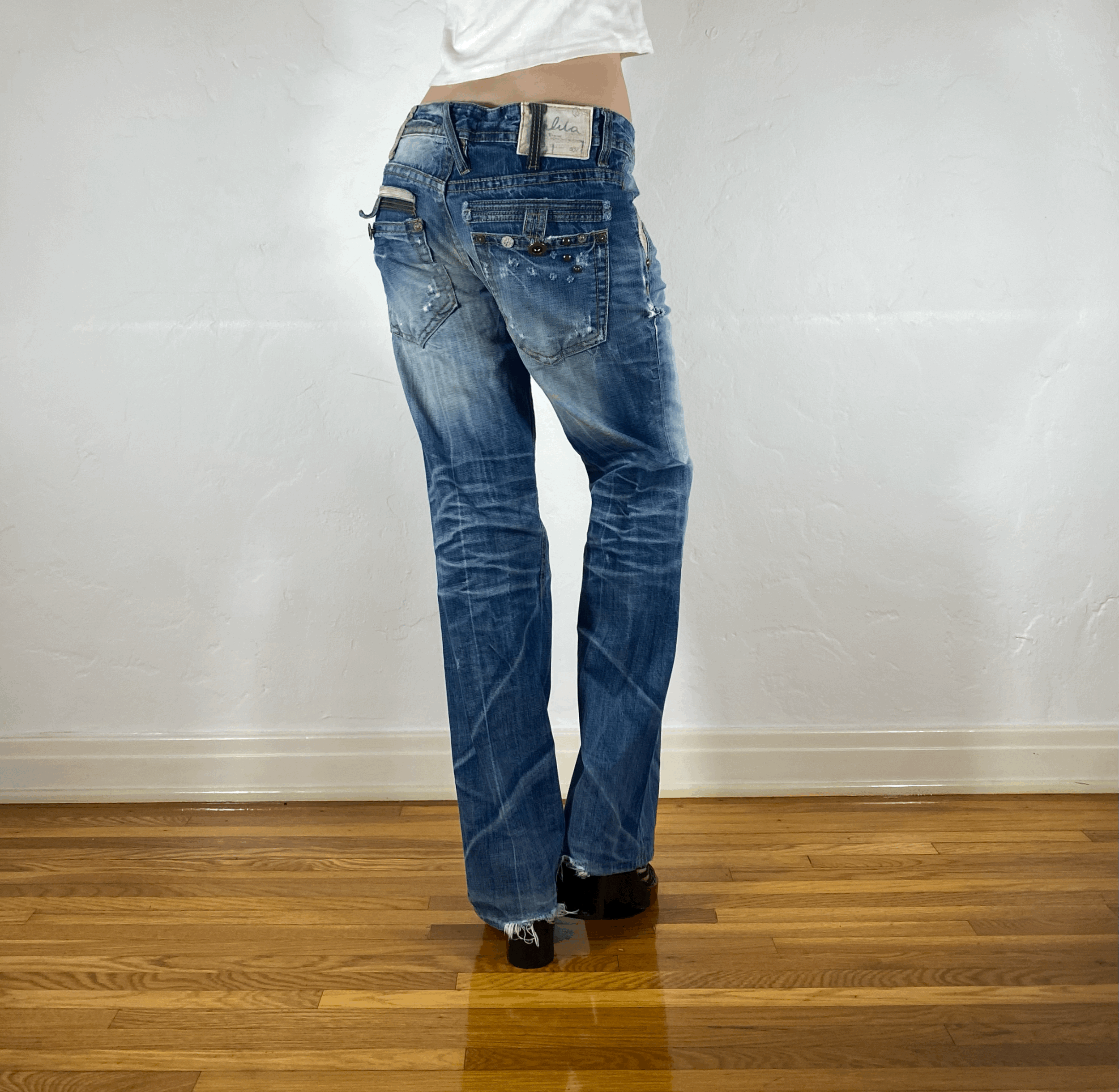 Lolita White Leather Accent Jeans, S/M