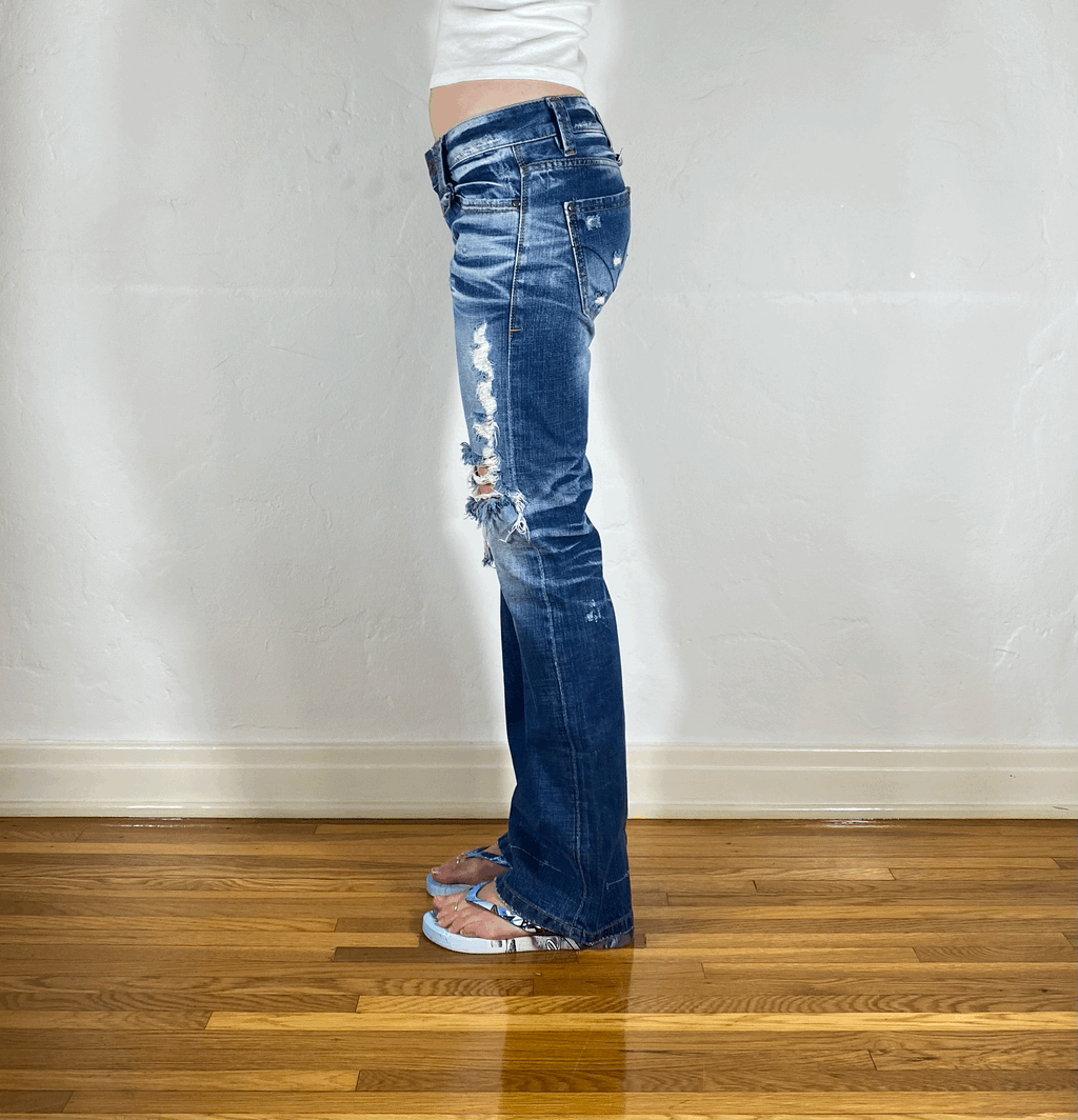 Lolita Ripped Electric Blue Jeans, S
