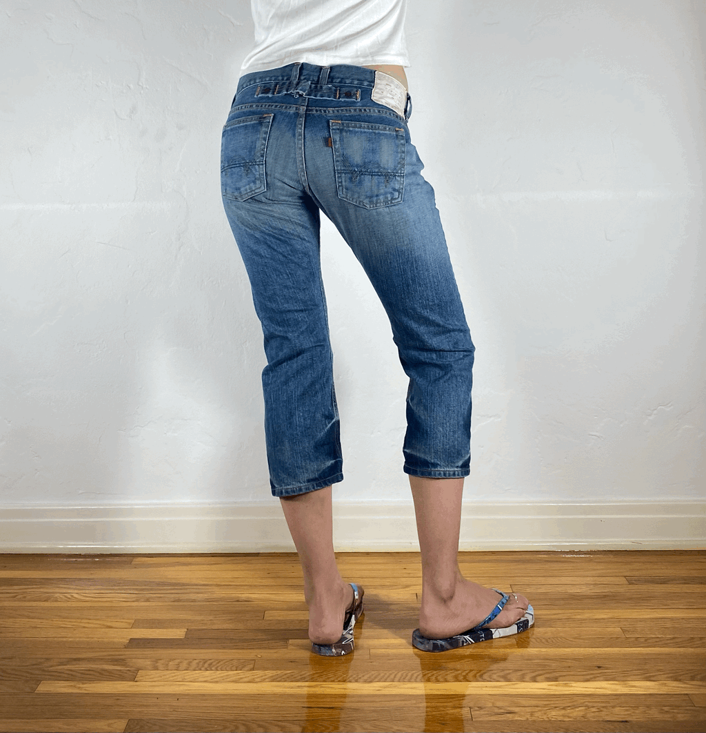 Cinch Back Capri Jeans, XS