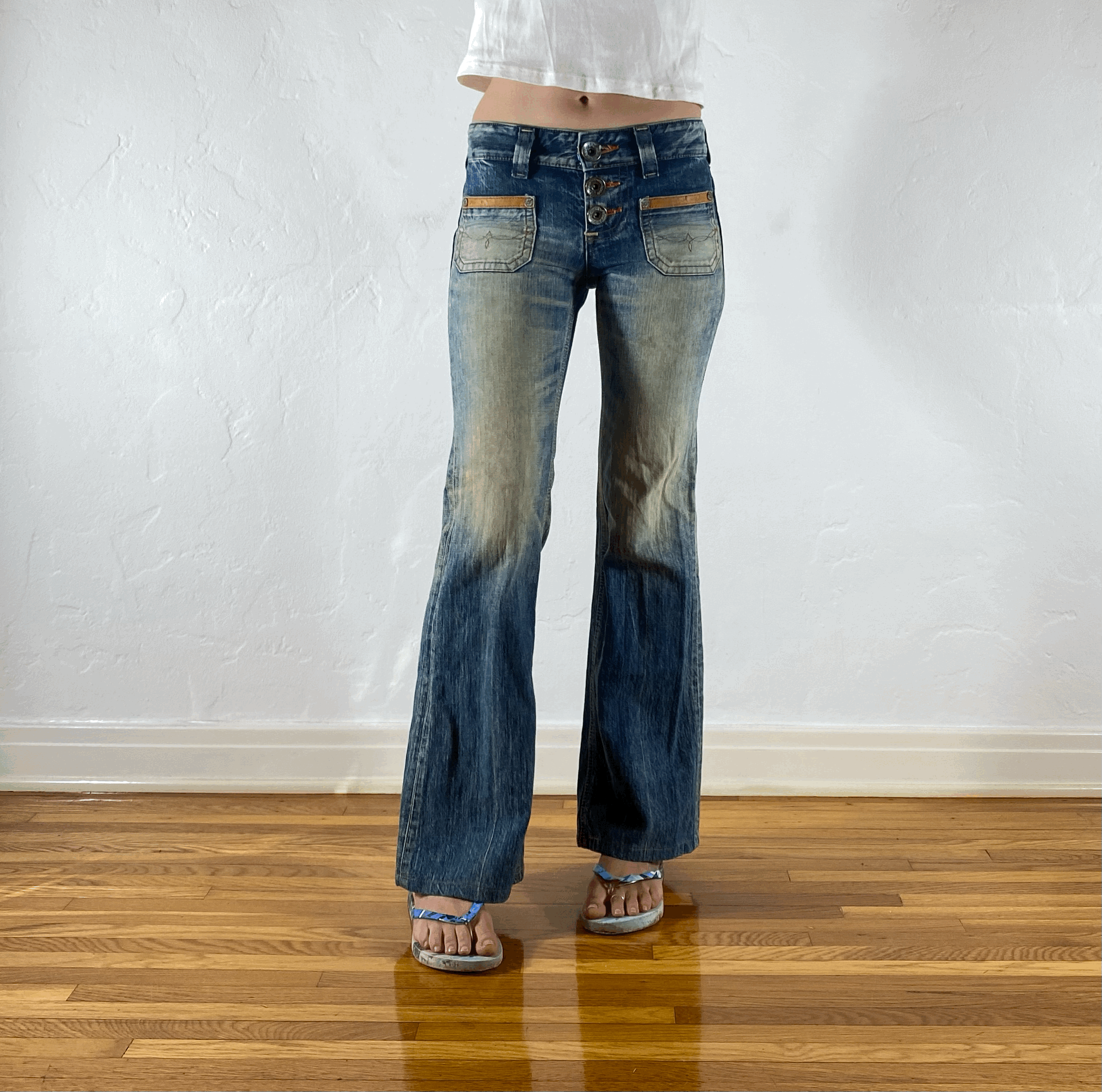 Edwin Tri-Button Red Stitched Jeans, XS/S