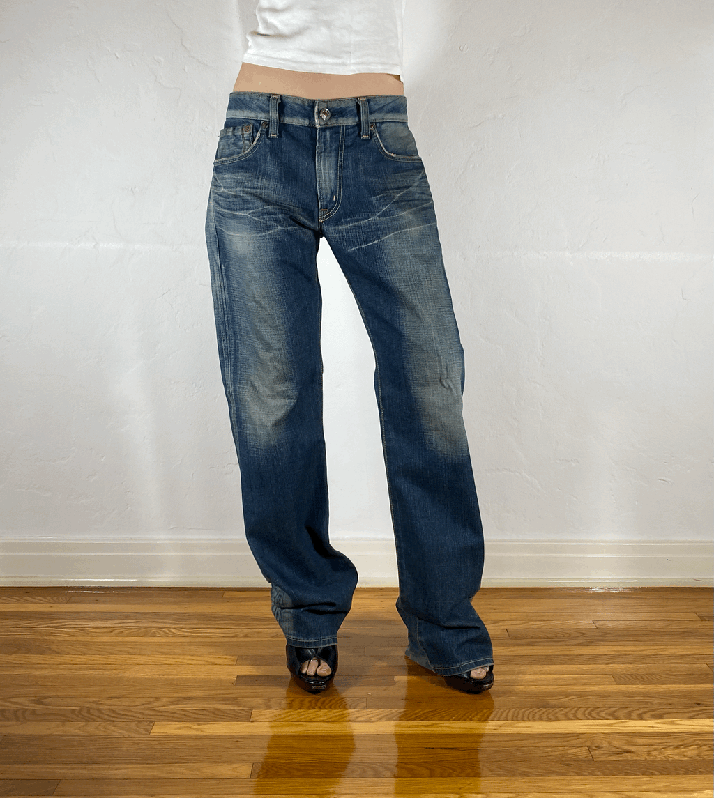 Edwin Unique Blue Distressed Jeans, XL