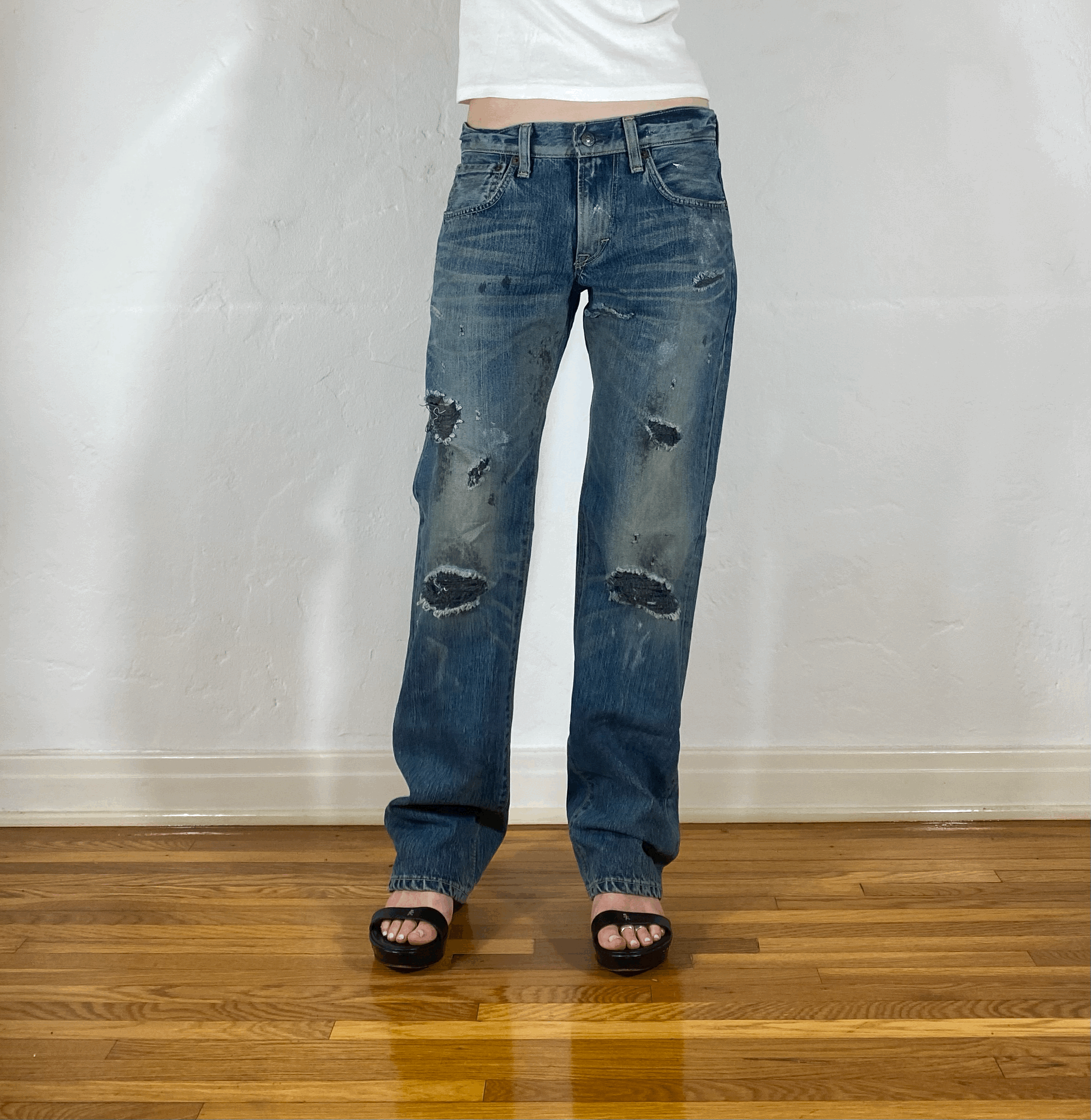 Ripped and Repaired Jeans, S/M