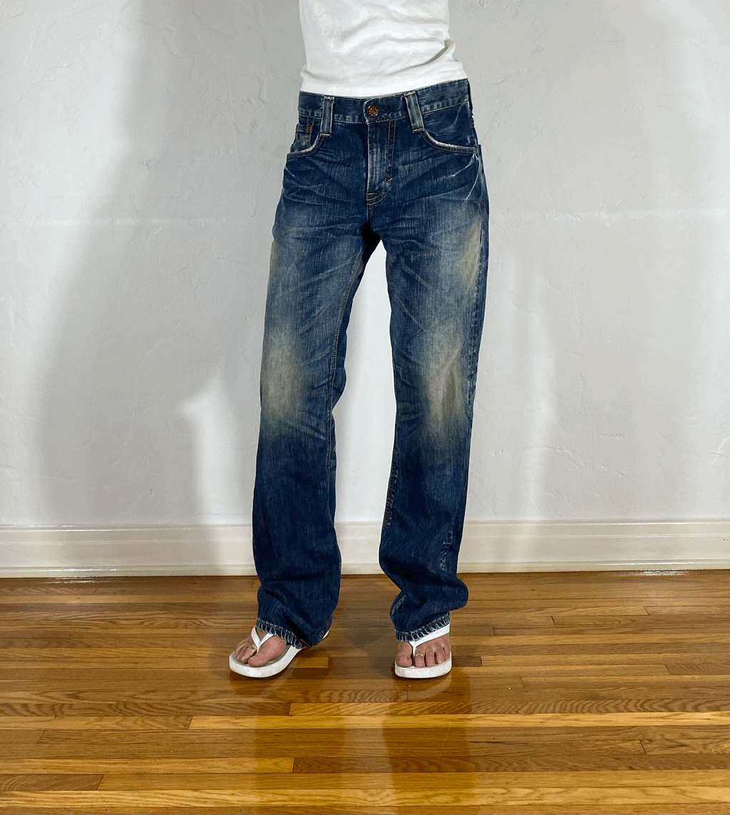 Edwin Blue Rainbow Stitch Jeans, M/L