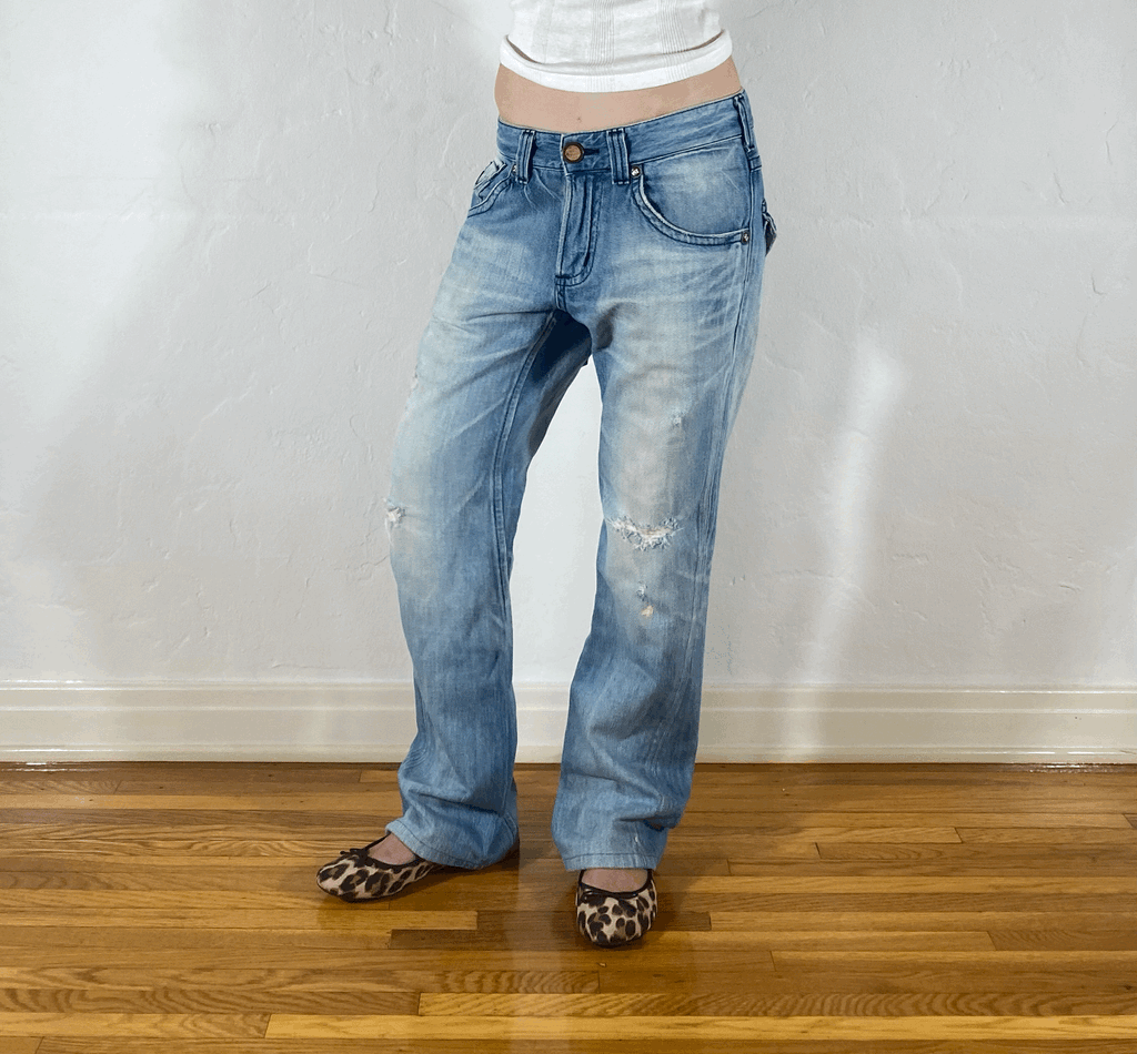 Edwin Soft Blue Palm Tree Jeans, M/L