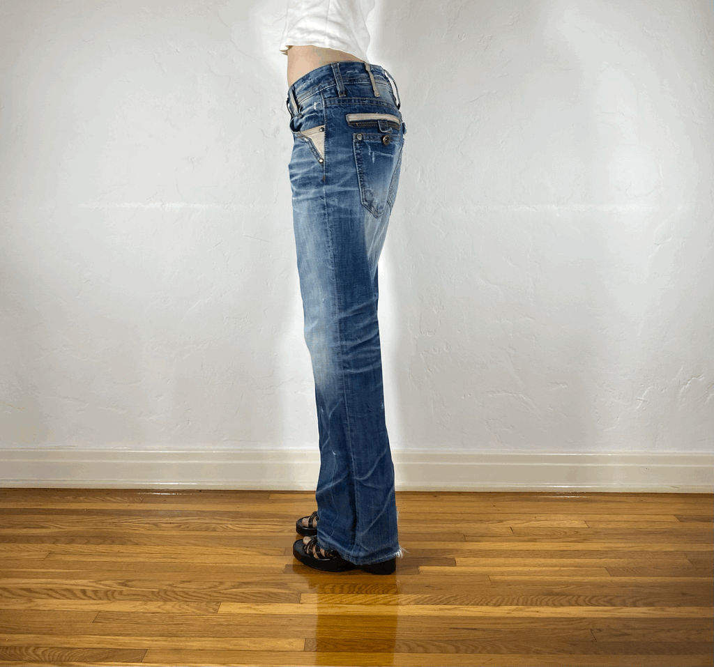 Lolita White Leather Accent Jeans, S/M