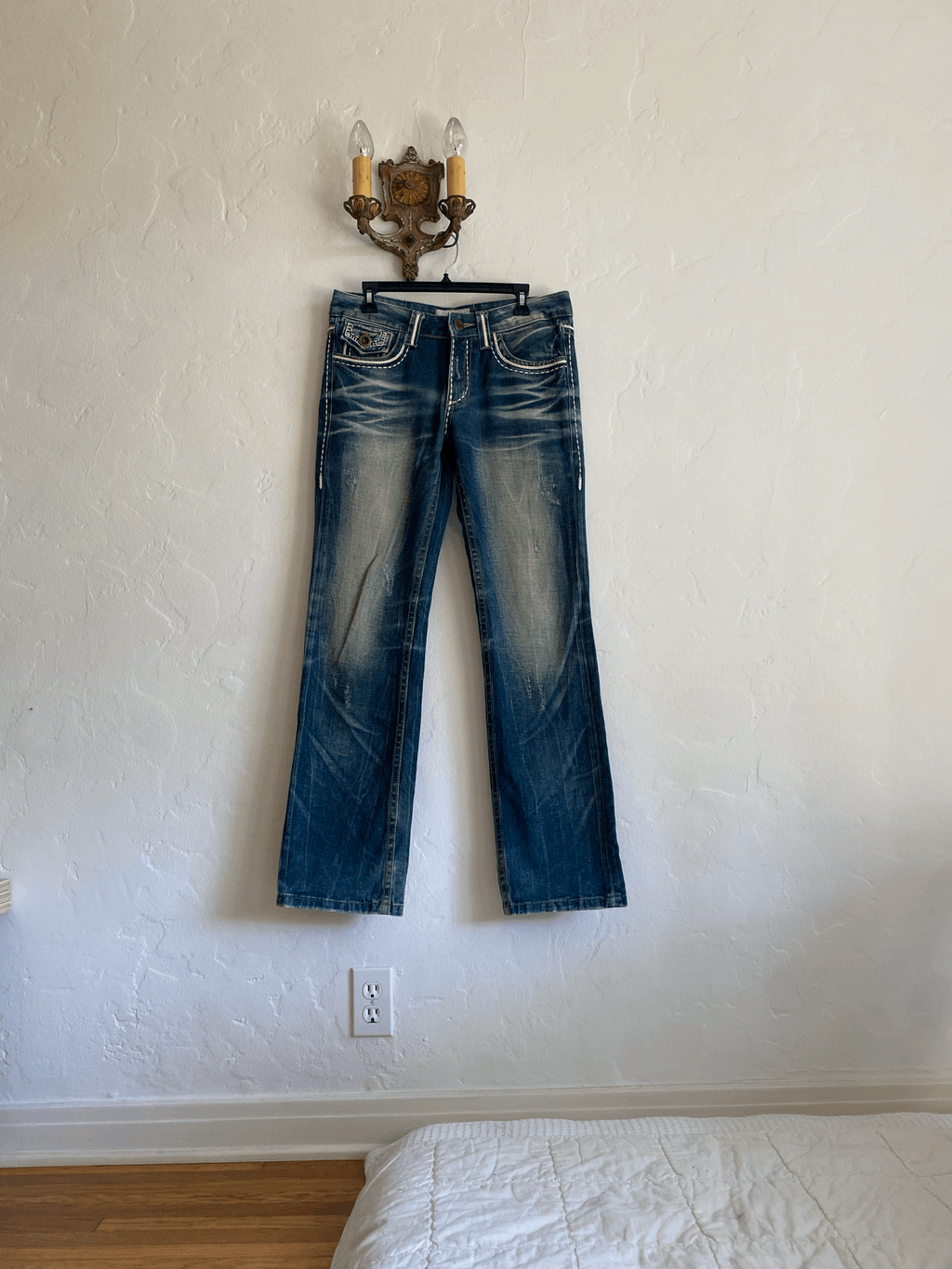 Lolita Bone Stitched Jeans, L