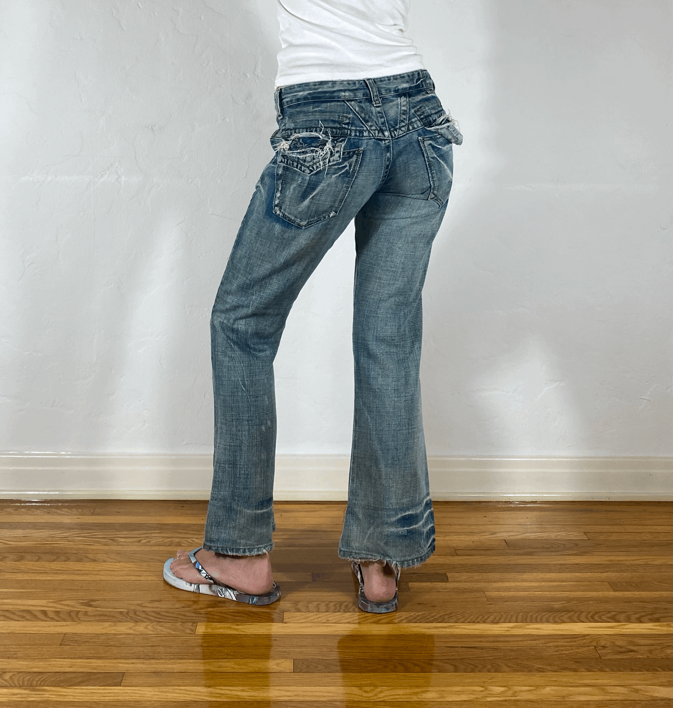 Marithe + Francois Girbaud Ripped Pocket Jeans, S