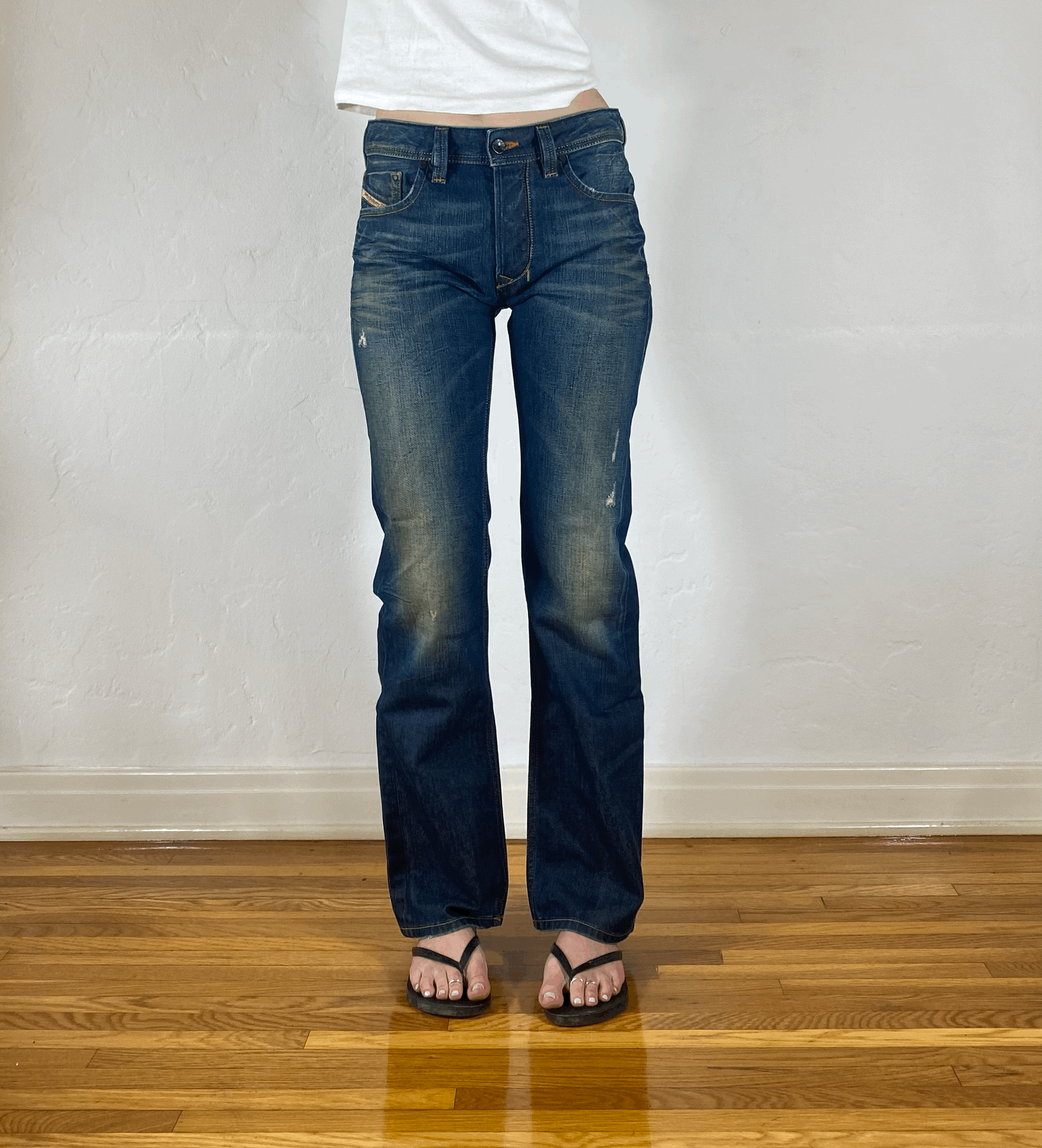 Diesel Relaxed Greenish Ombre Wash Jeans, S