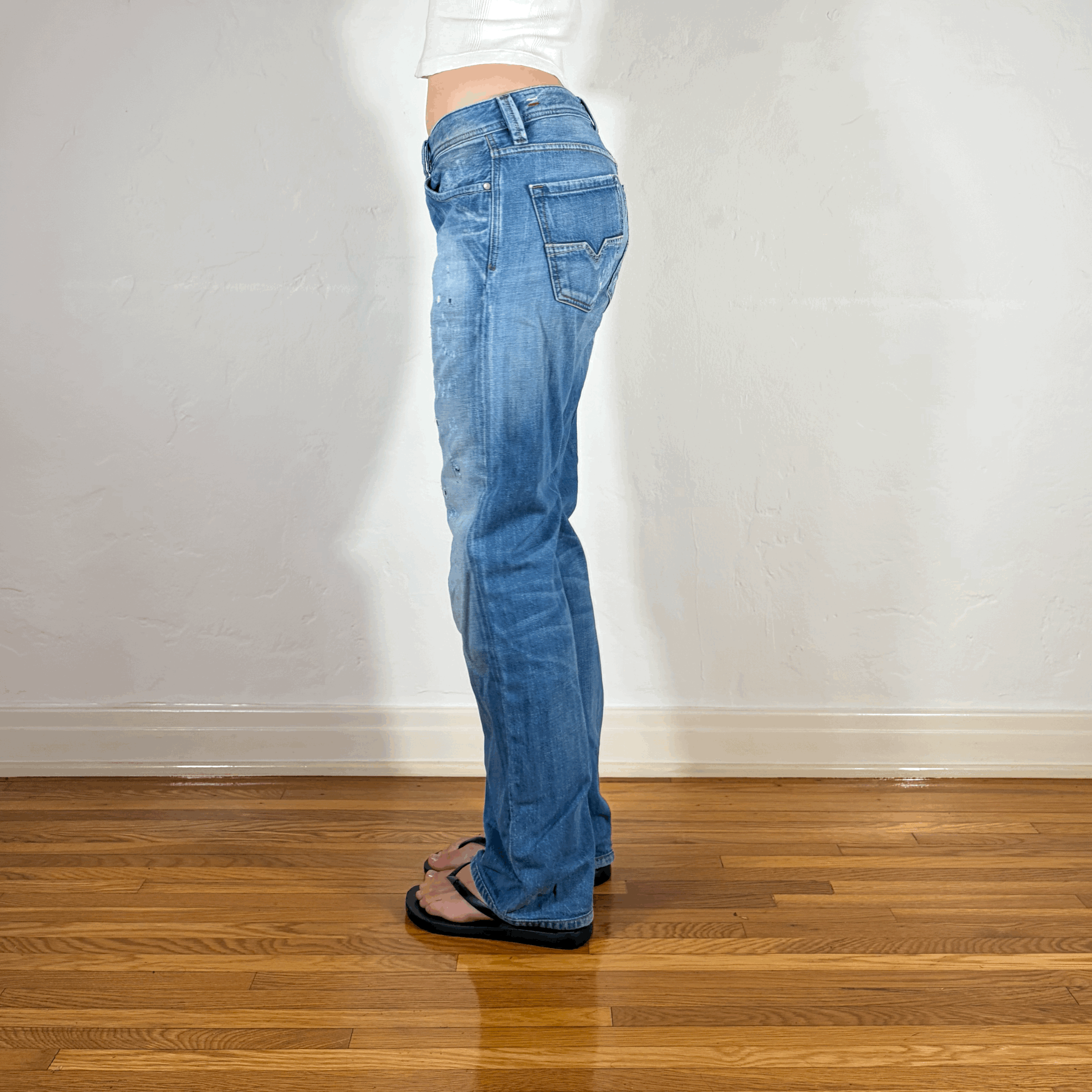 Diesel Relaxed Ripped and Repaired Jeans, S