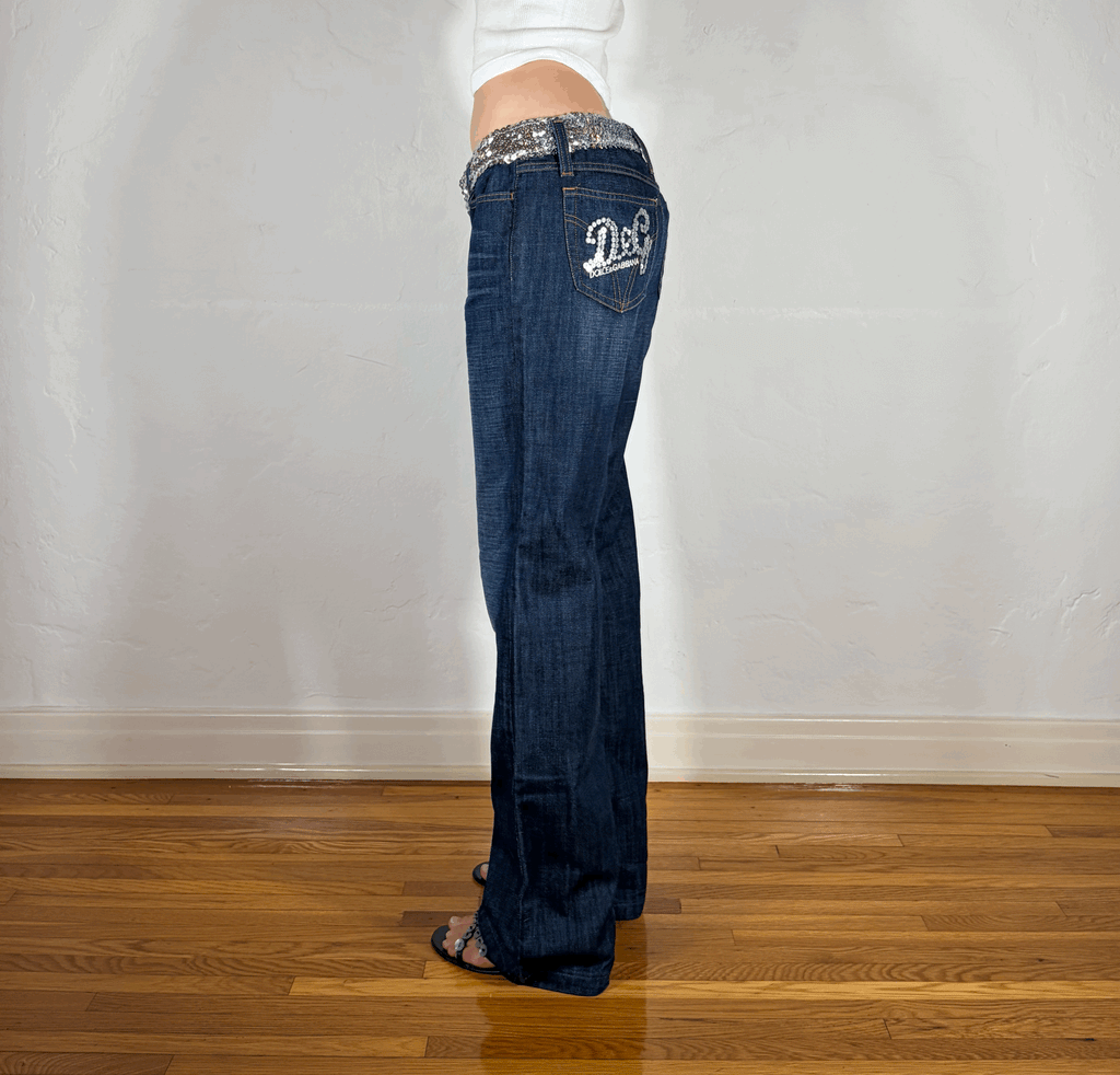 Dolce & Gabbana Sparkly Blue Jeans, L