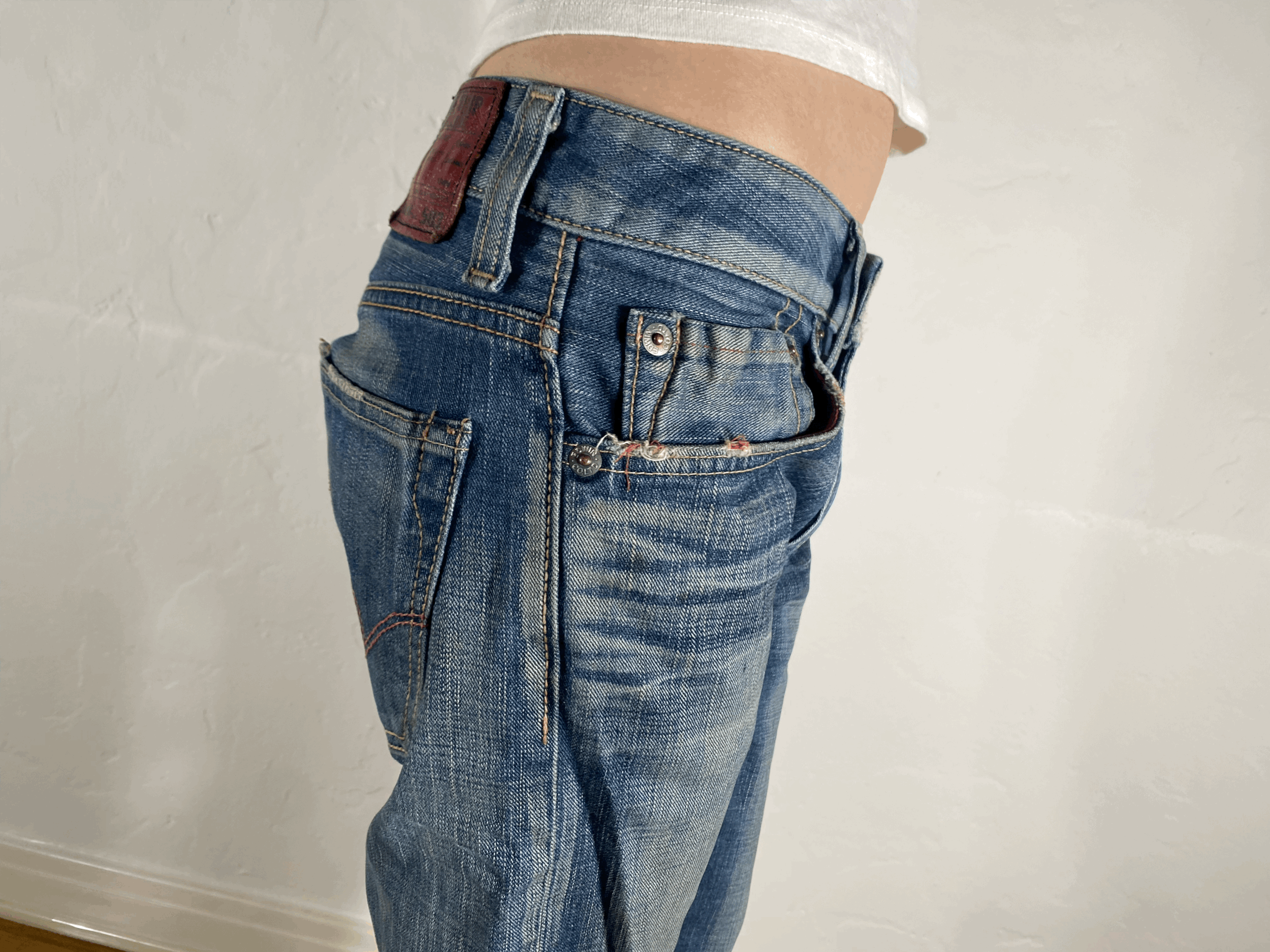Edwin Unique Blue Distressed Jeans, S/M