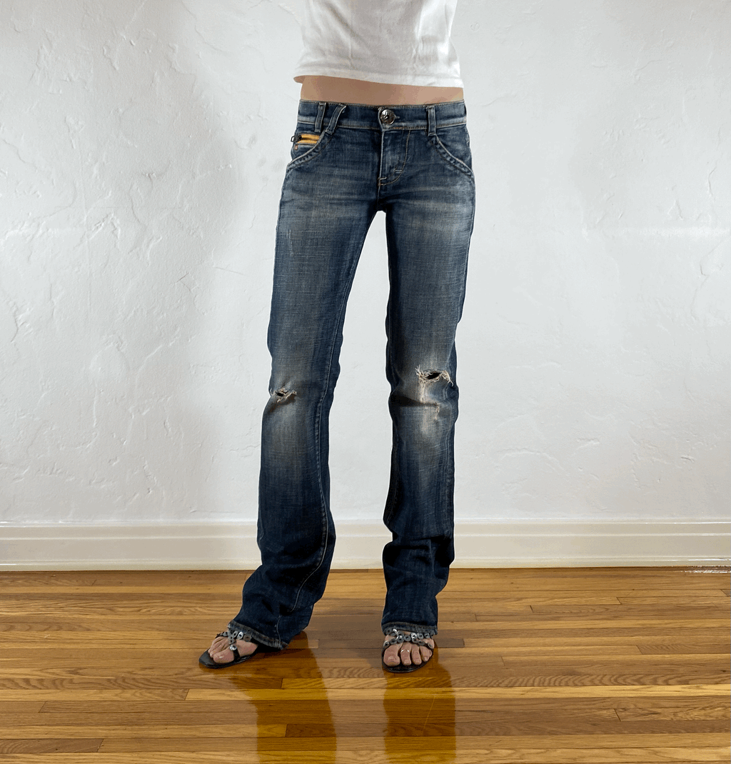 Miss Sixty Yellow Zipper Jeans, S