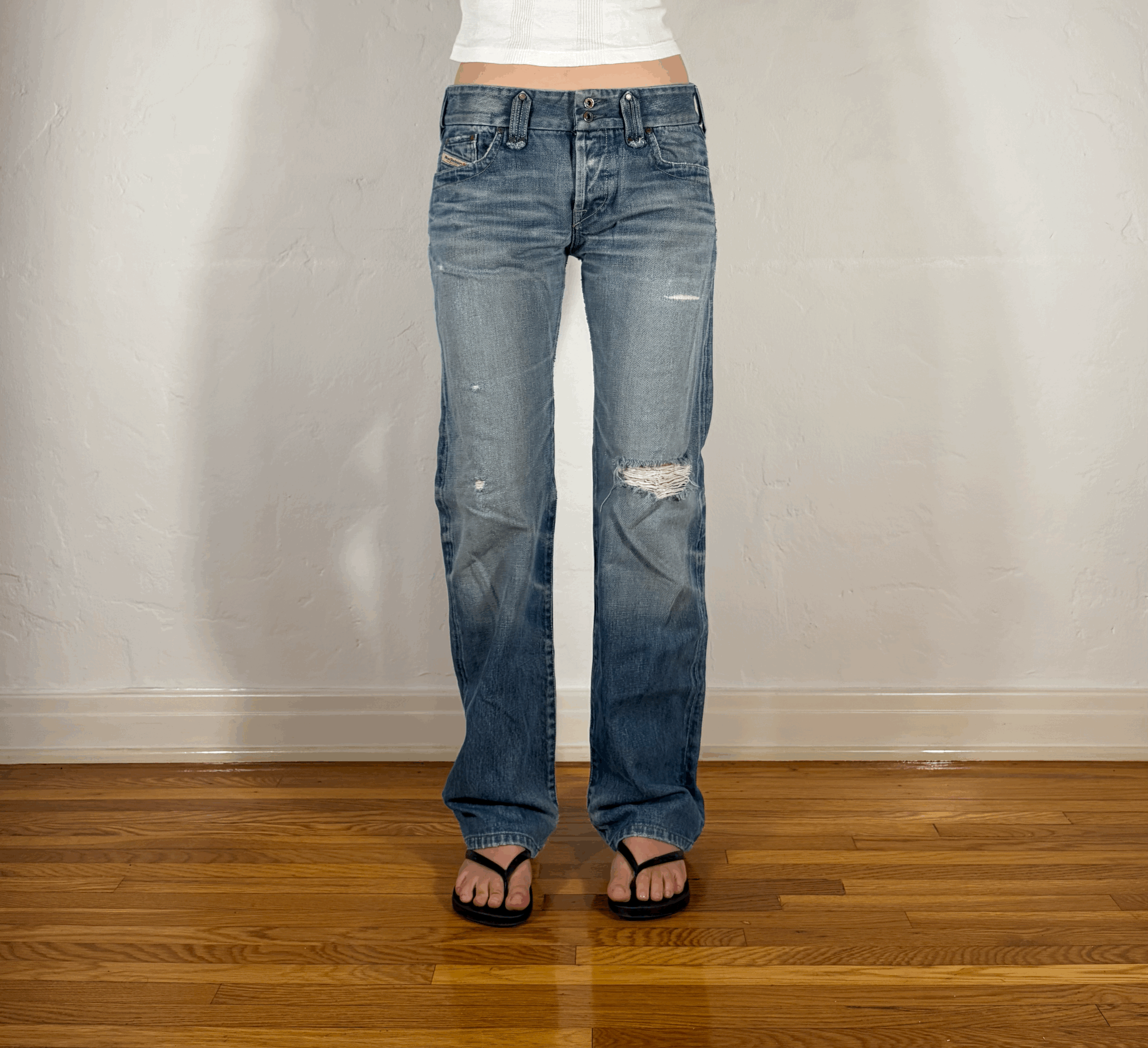 Diesel Ripped and Repaired Double Button Jeans, M