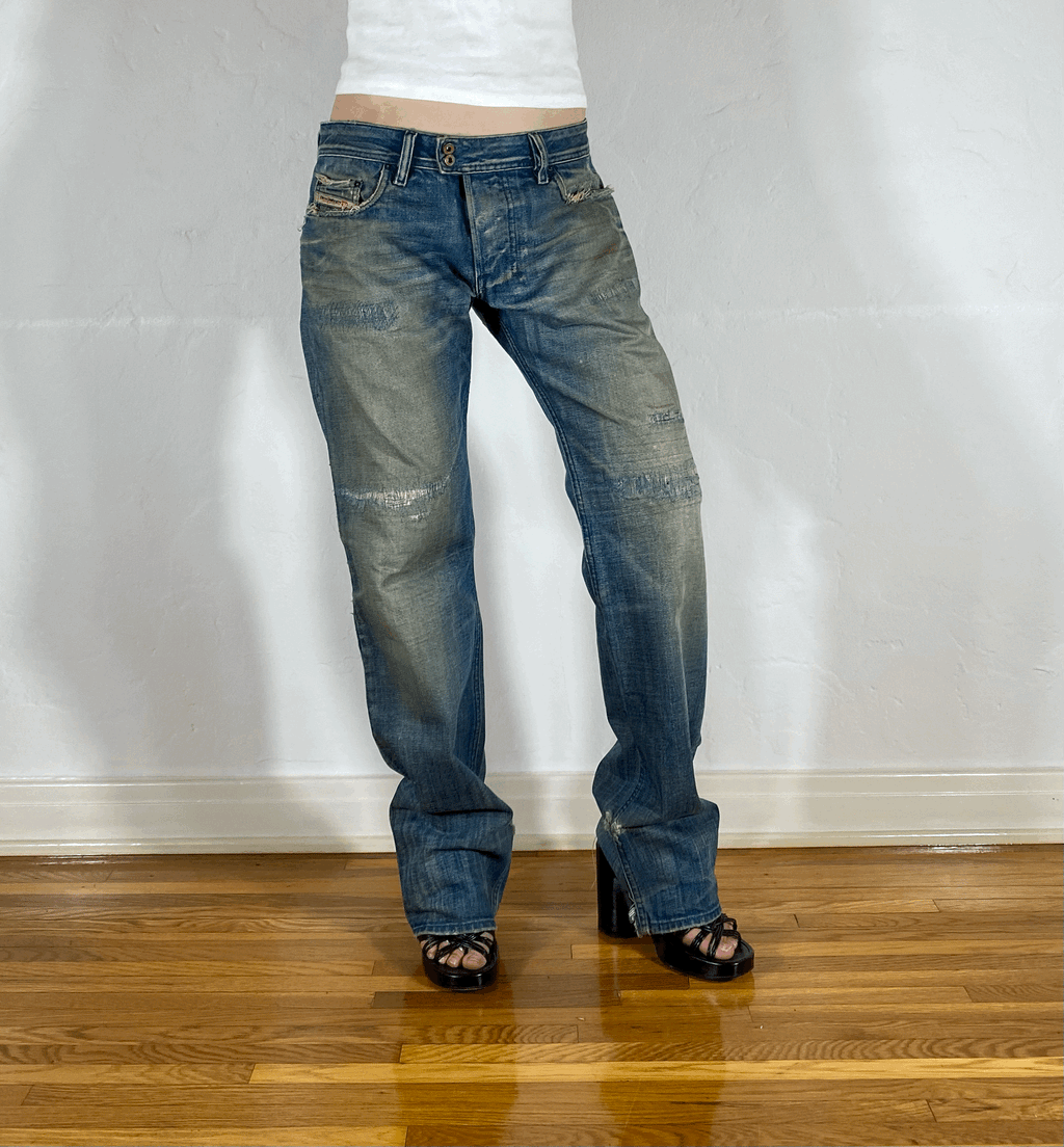 Diesel Ripped and Repaired Jeans, L/XL