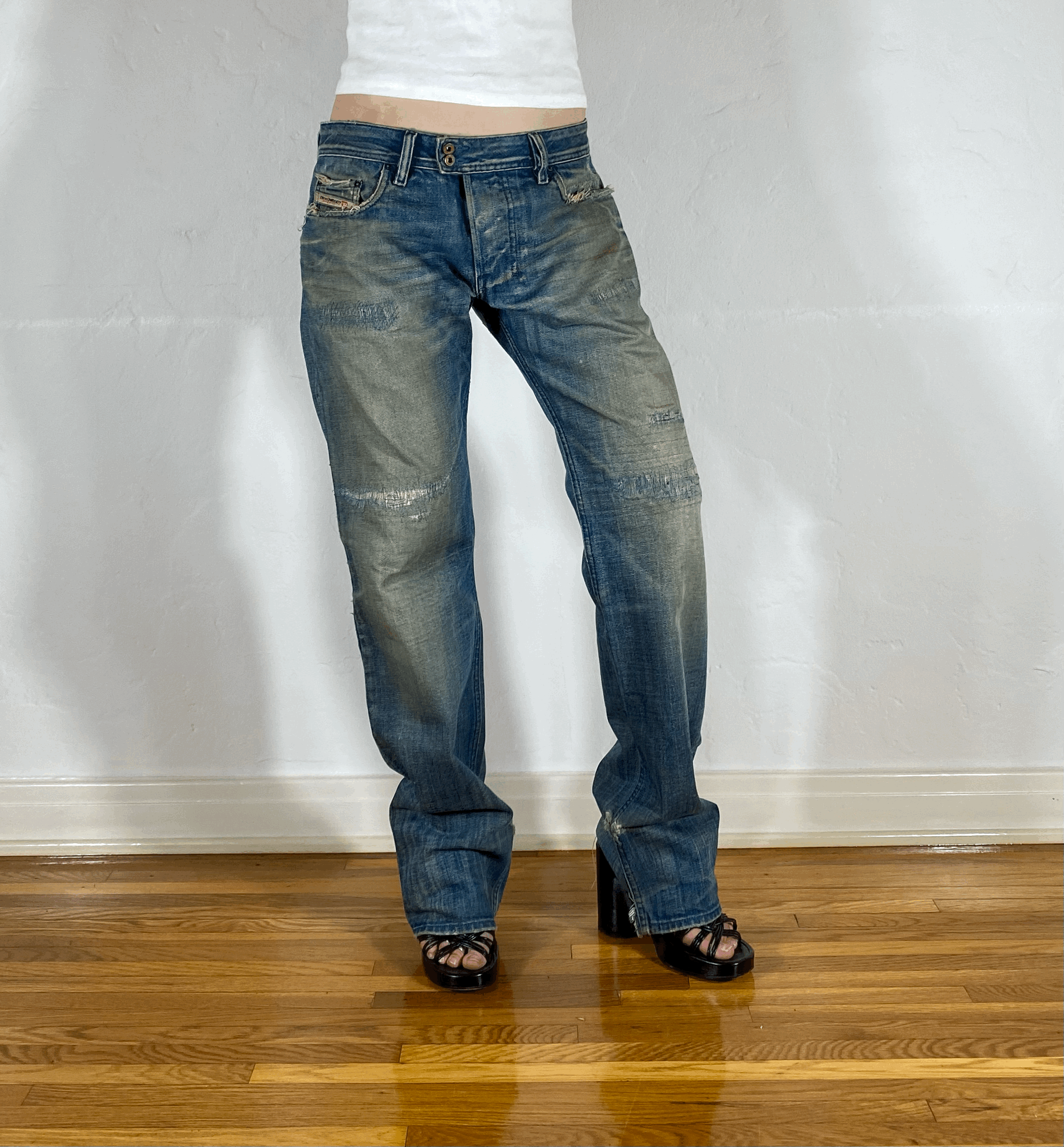 Diesel Ripped and Repaired Jeans, L/XL