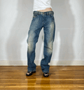 Diesel Relaxed Speckled Blue Jeans, L
