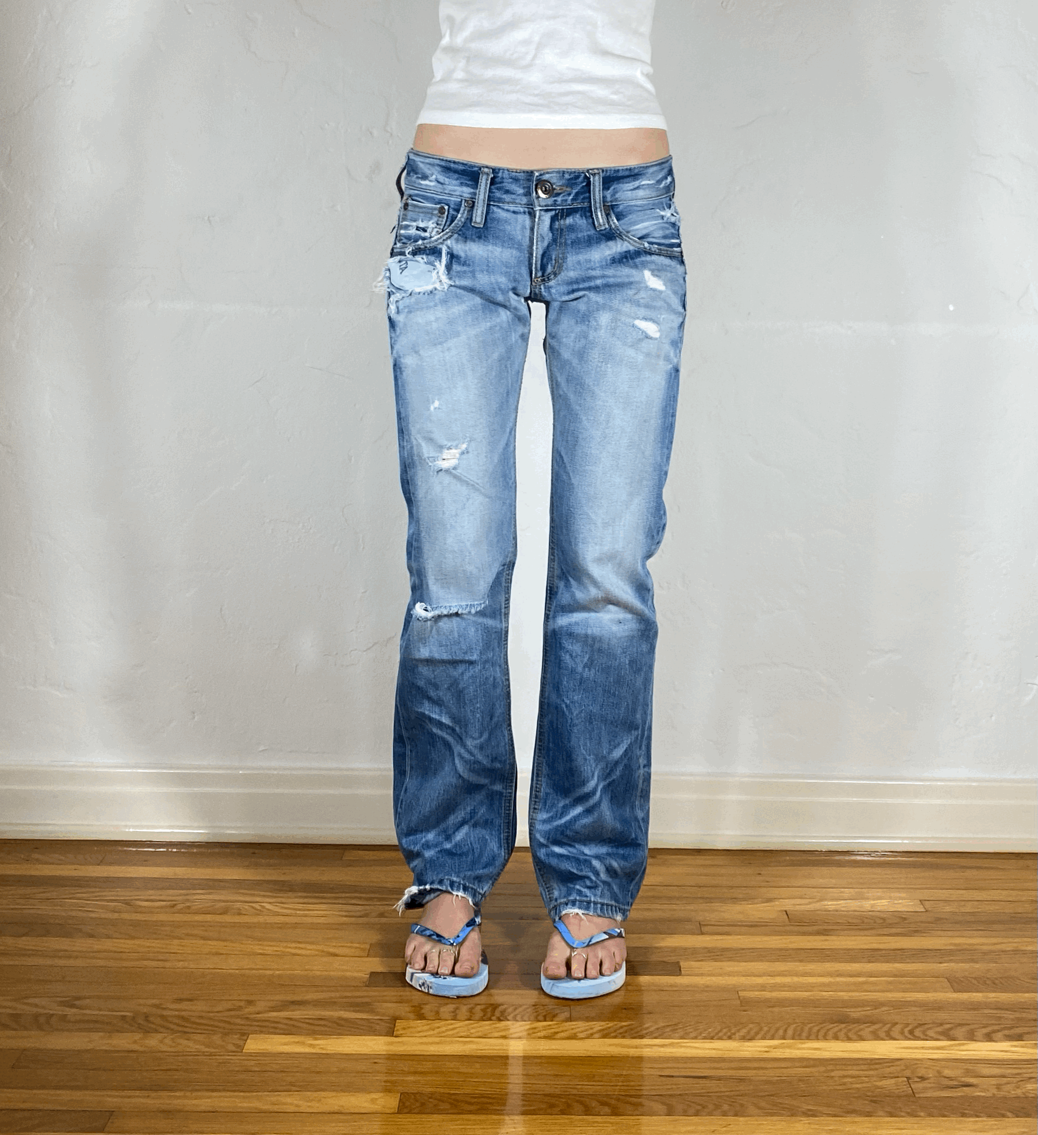 Lolita Distressed Zipper Jeans, XS/S