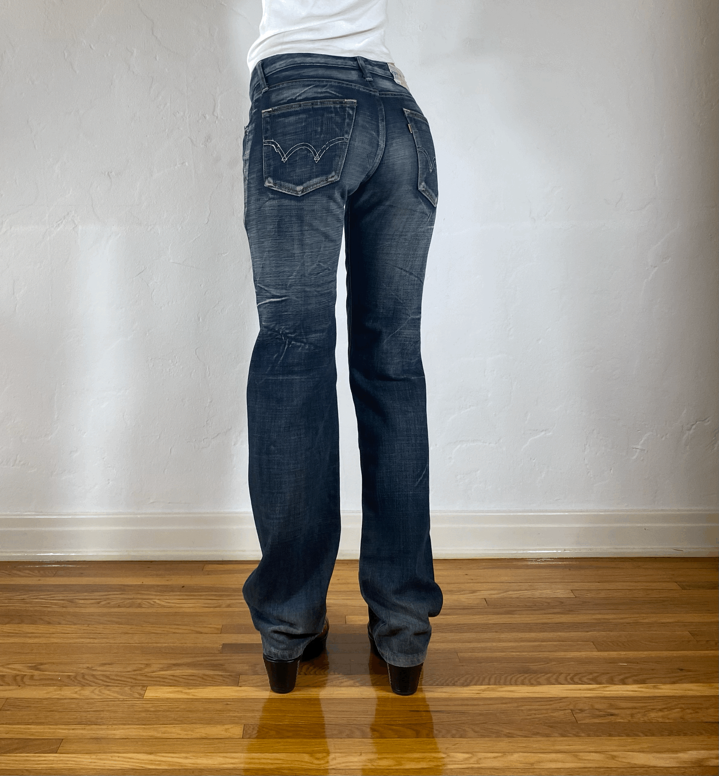 Unique Dark Blue Stiff Jeans, S/M
