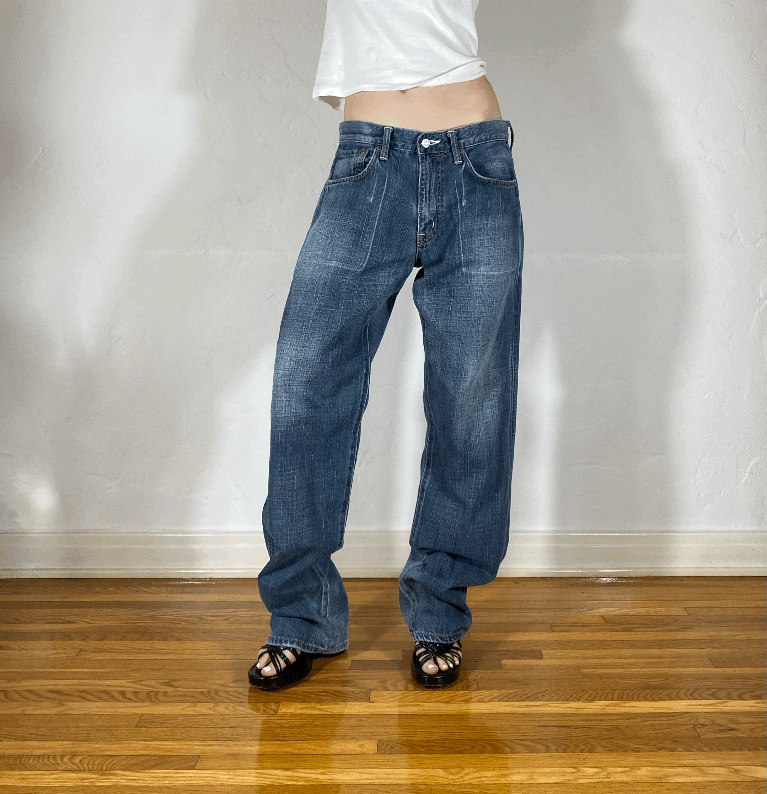 Dark Blue/Gray Soft Baggy Jeans, L