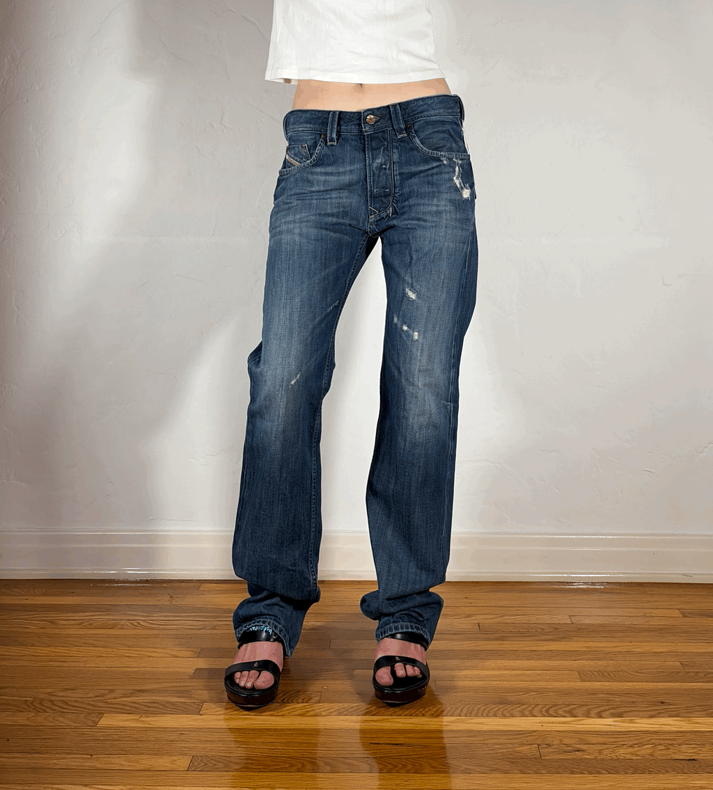 Diesel Relaxed Blue Distressed Jeans, S/M