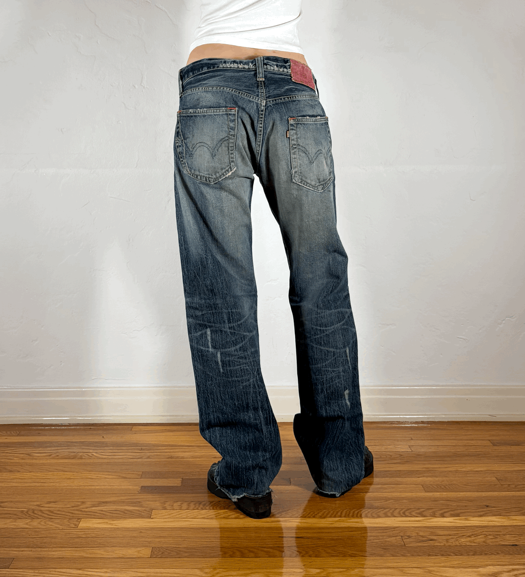 Unique Wash Ripped and Repaired Jeans, M/L