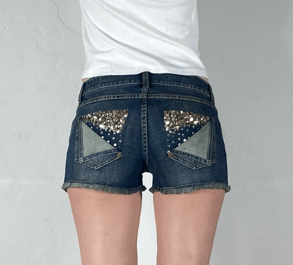 Sparkly Folded Pocket Shorts Shorts, XS/S