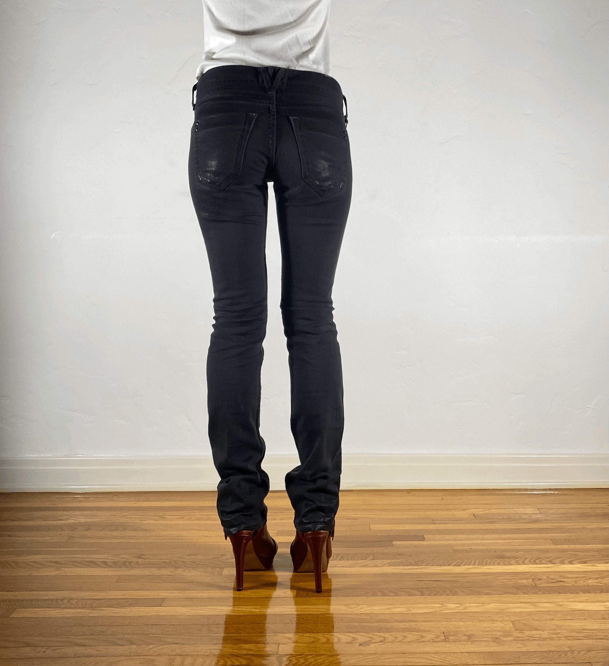 Vanquish Skinny Metallic Black Rocker Jeans, S
