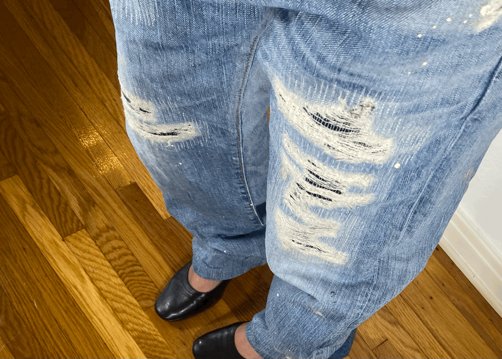 Edwin Repaired Distressed Jeans, L