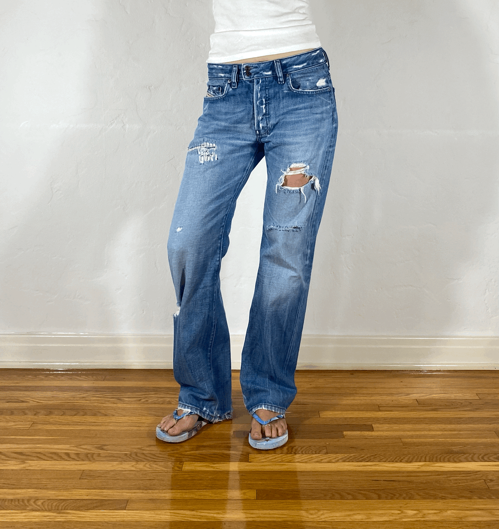 Diesel Ripped and Repaired Double Button Jeans, M
