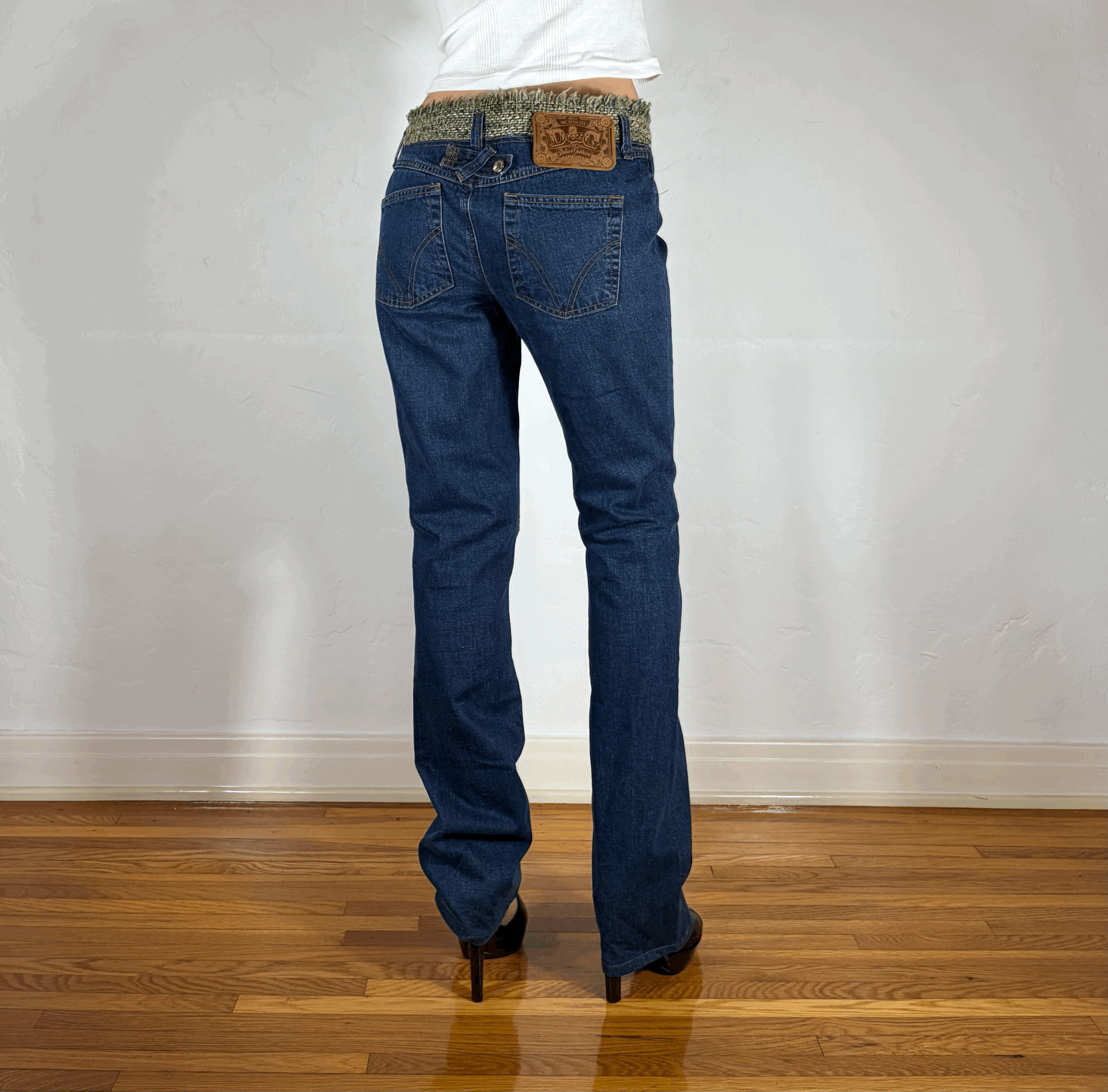 Dolce & Gabbana Green Tweed Accent Jeans, S