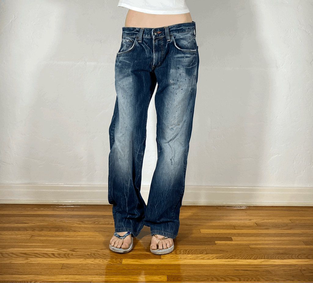 Streaky Paint Splatter Jeans, M/L