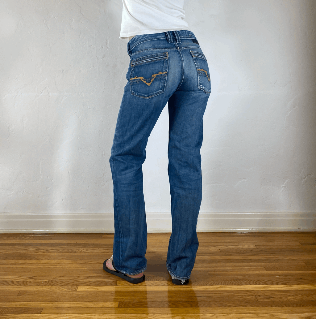 Diesel Relaxed Red Stitched Ombre Jeans, M
