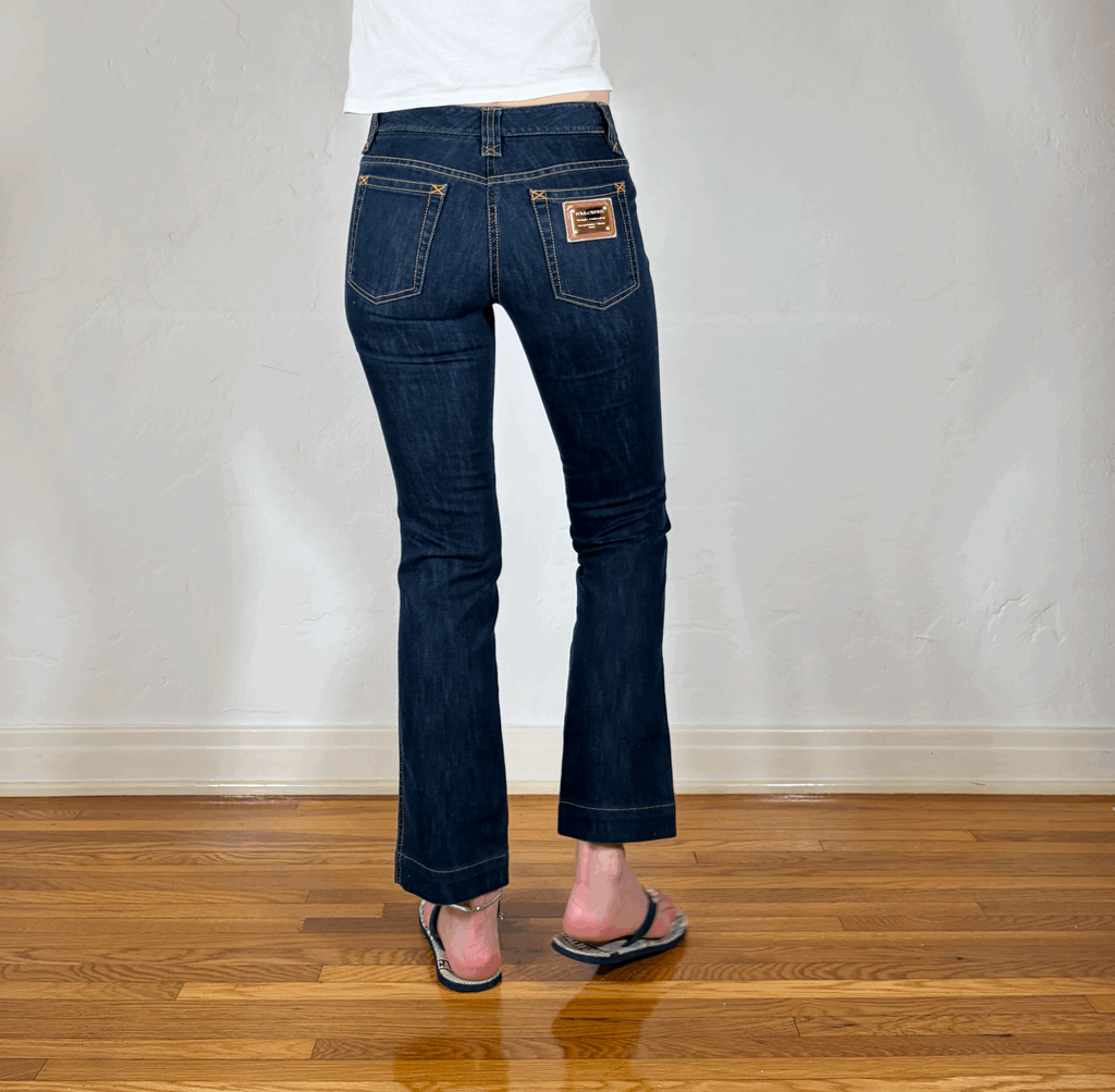 Dolce & Gabbana Dark Blue Stitched Jeans, XS