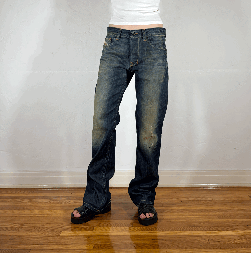 Diesel Relaxed Ombre Green Hue Jeans, M