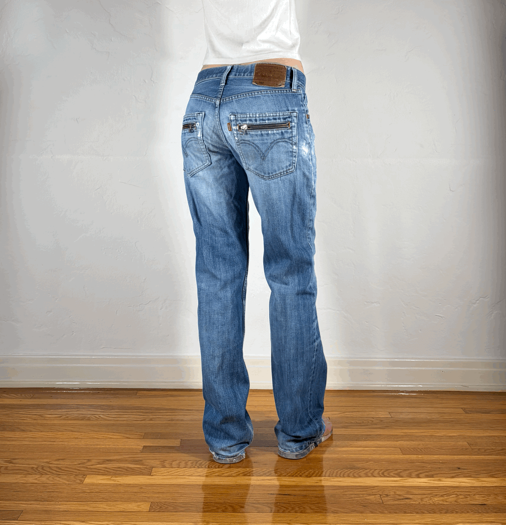 Levi Ripped and Repaired Geometric Jeans, M