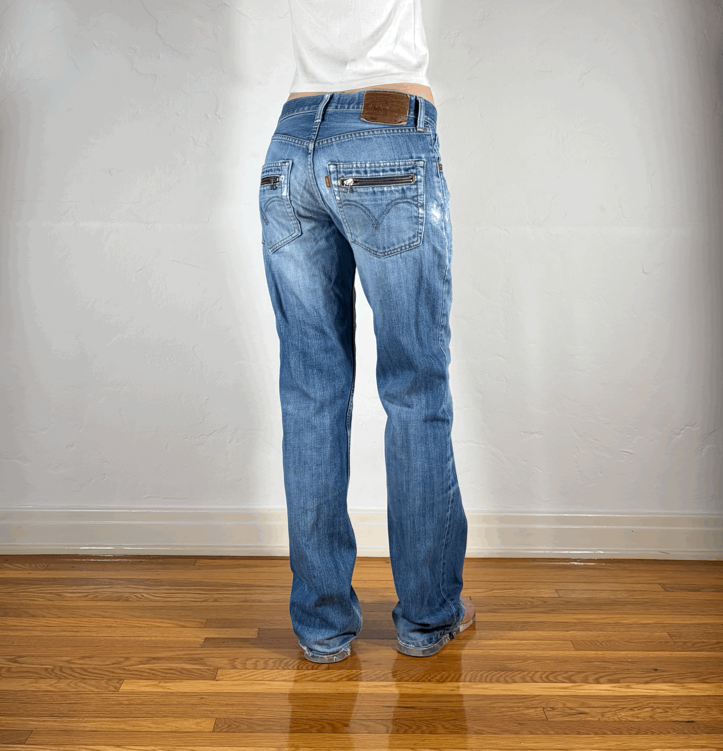 Levi Ripped and Repaired Geometric Jeans, M