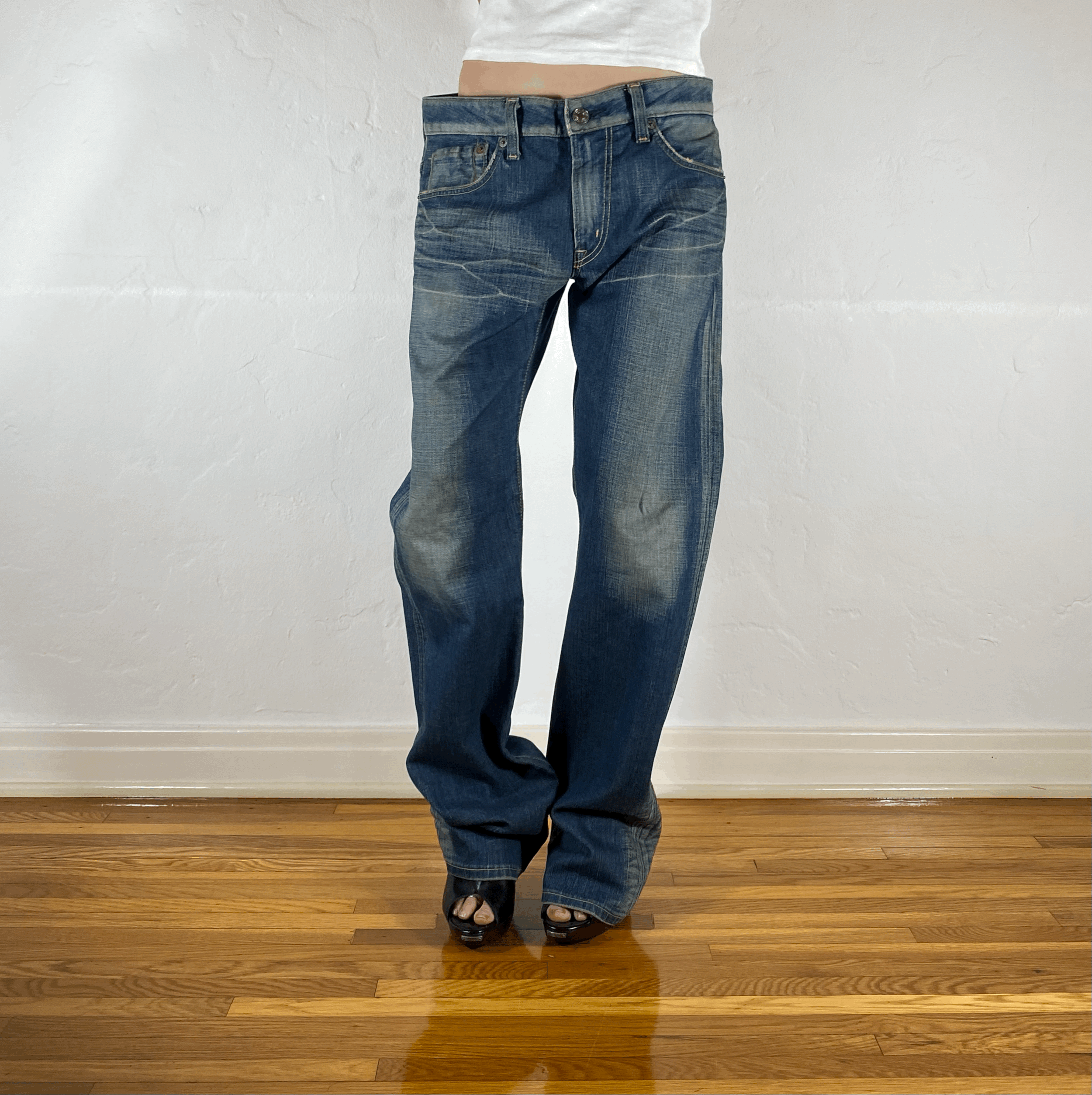 Edwin Unique Blue Distressed Jeans, XL