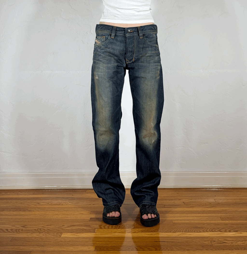 Diesel Relaxed Ombre Green Hue Jeans, M
